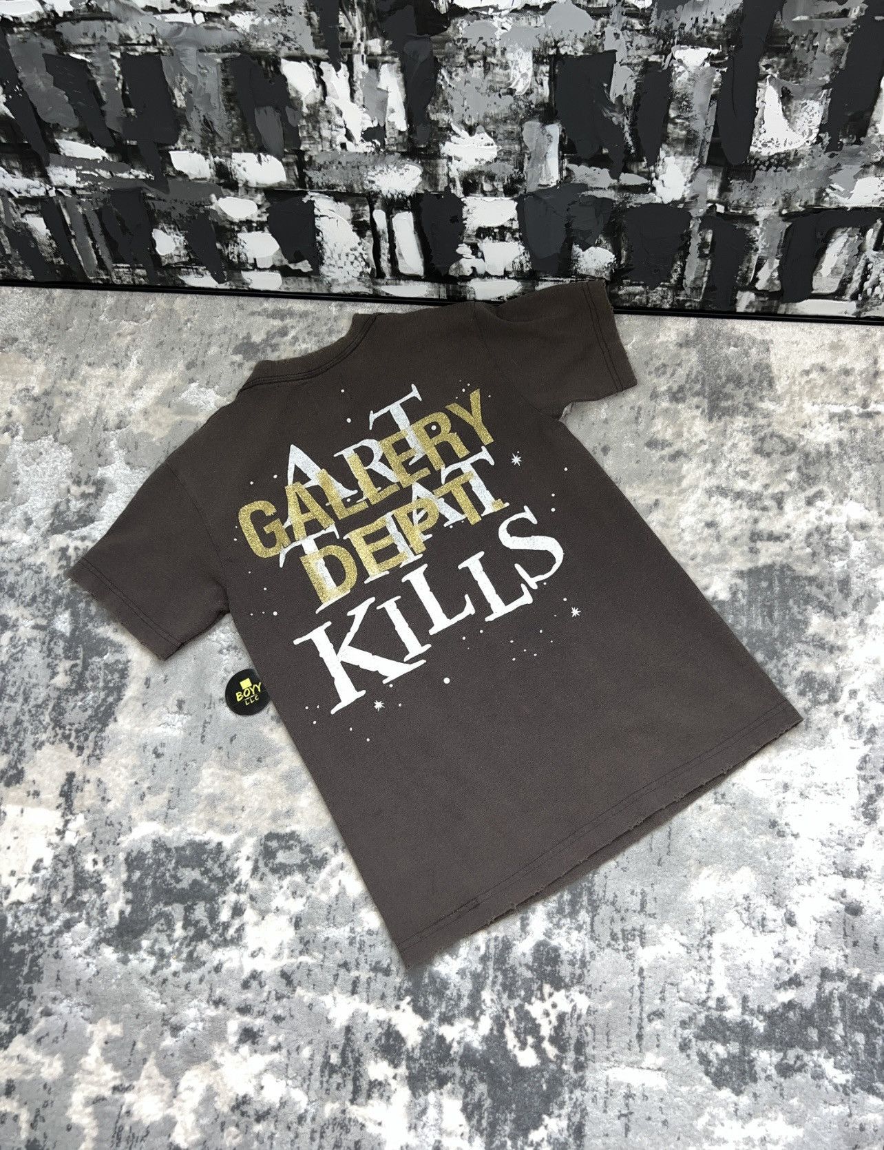 image of Gallery Dept Logo T Shirt in Faded Black, Men's (Size XS)