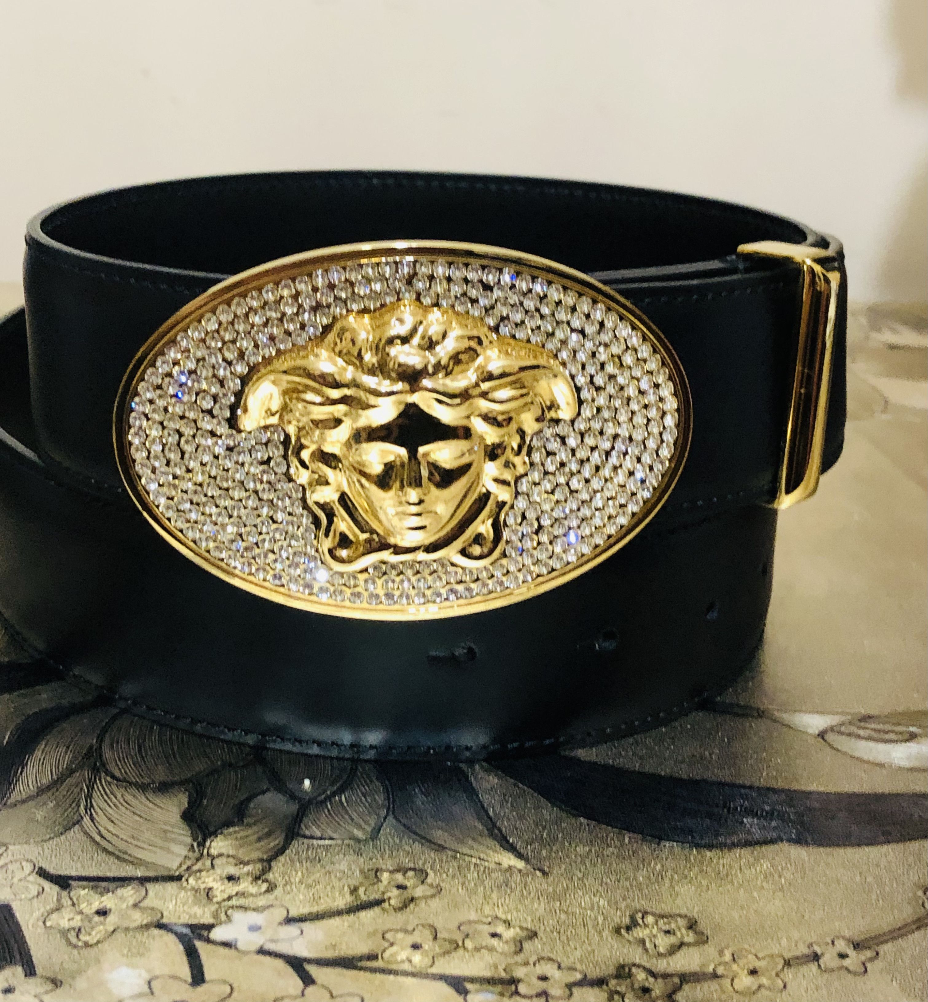 VERSACE Crystal Medusa Buckle Belt - More Than You Can Imagine