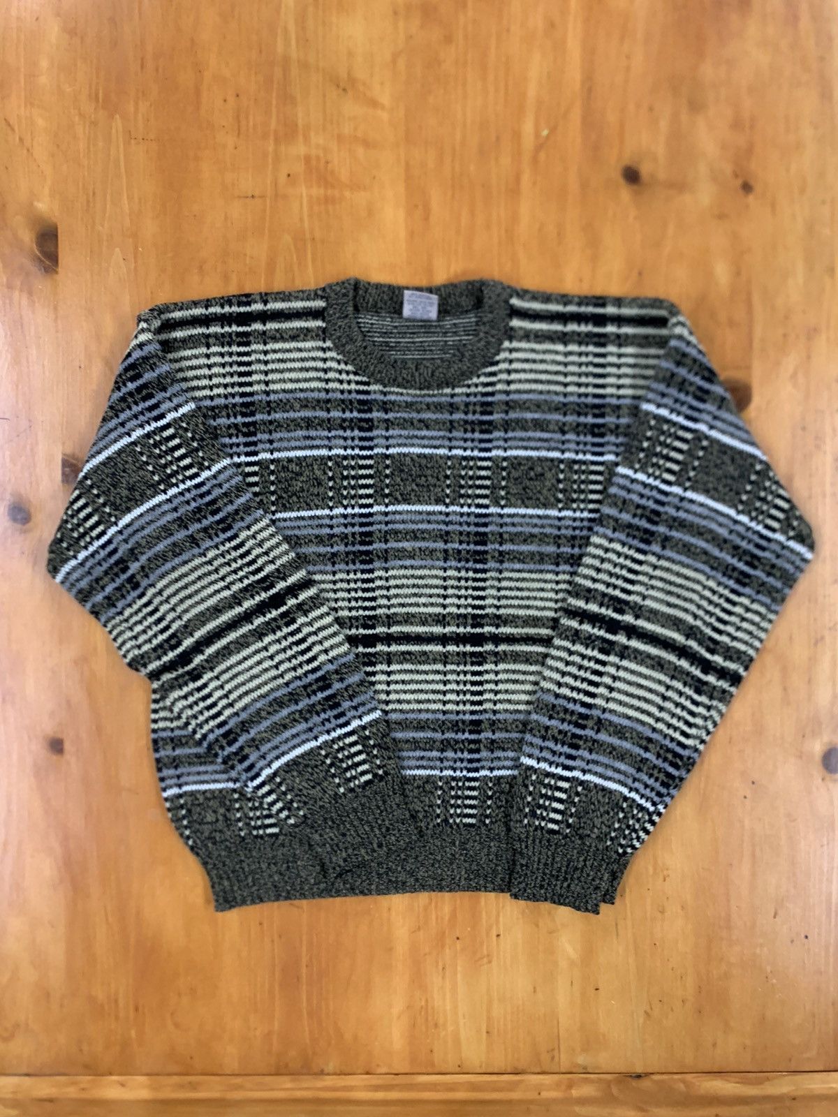 Coloured Cable Knit Sweater × Vintage Vintage Squiggle Grid Knit ...