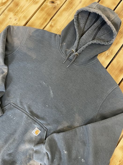 Vintage S17 Carhartt Distressed Bleached Blank Gray Hoodie