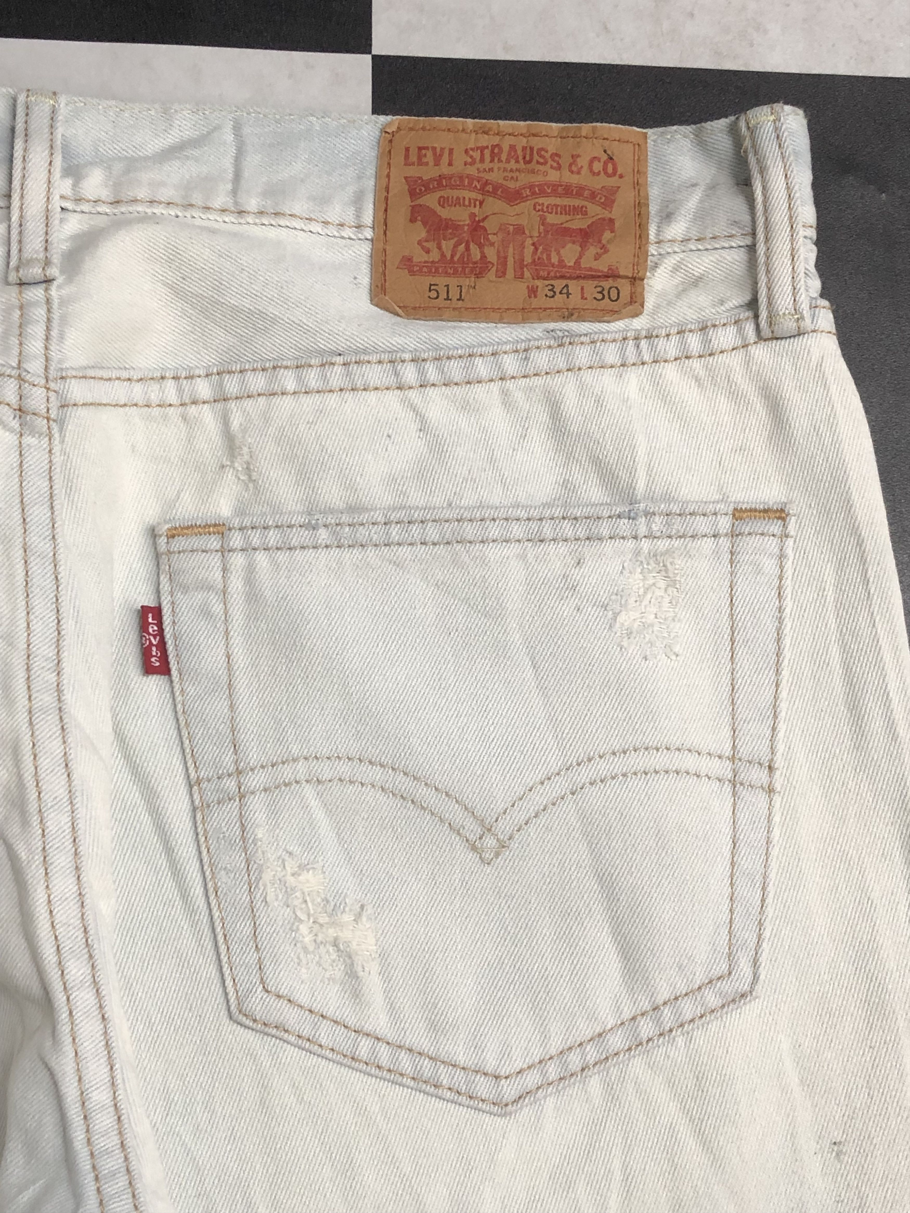 Levi's Vintage Levis 511 Distressed Denim White Jeans L524 Size US 34 / EU 50 - 9 Thumbnail