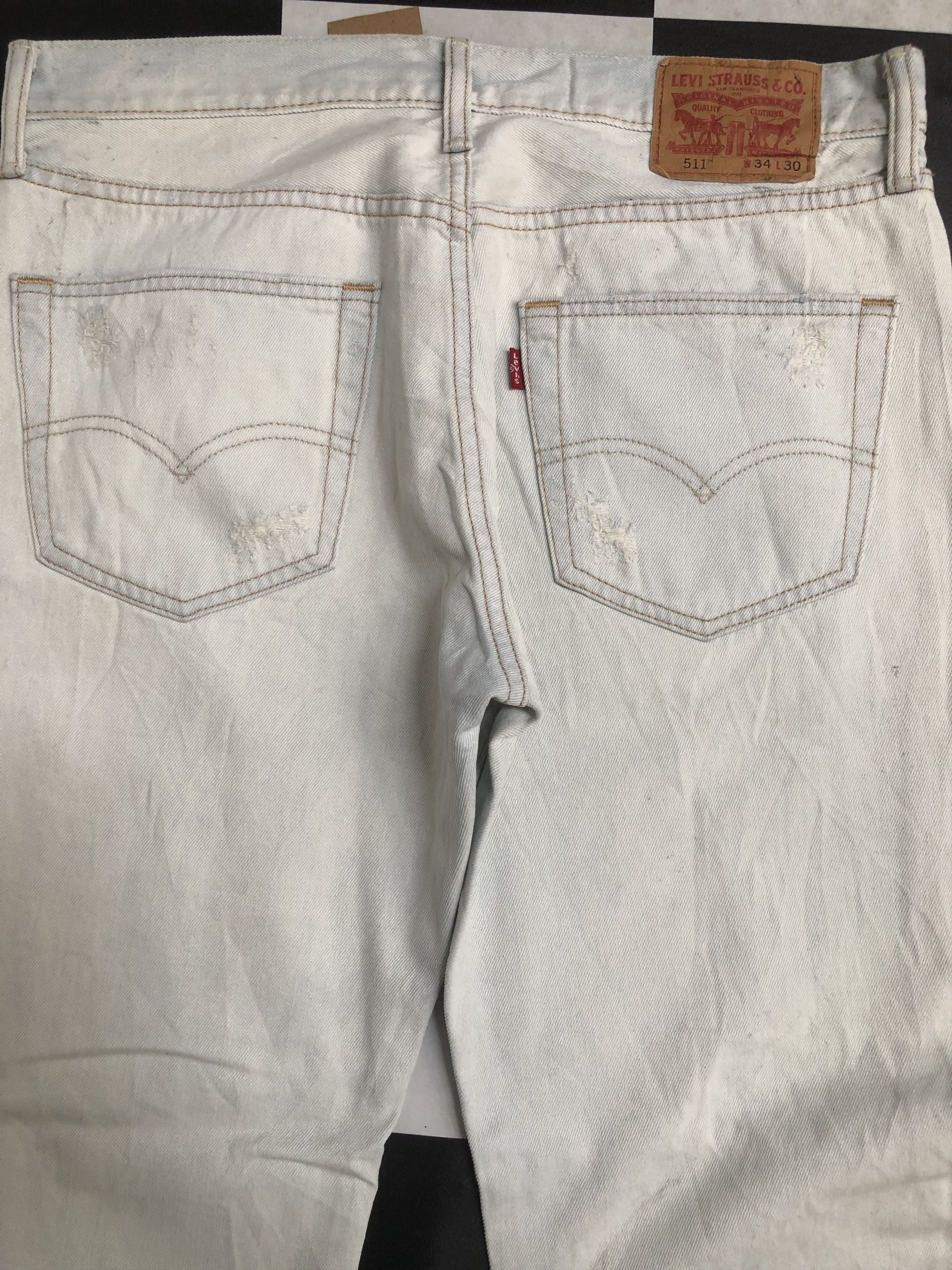 Levi's Vintage Levis 511 Distressed Denim White Jeans L524 Size US 34 / EU 50 - 8 Thumbnail