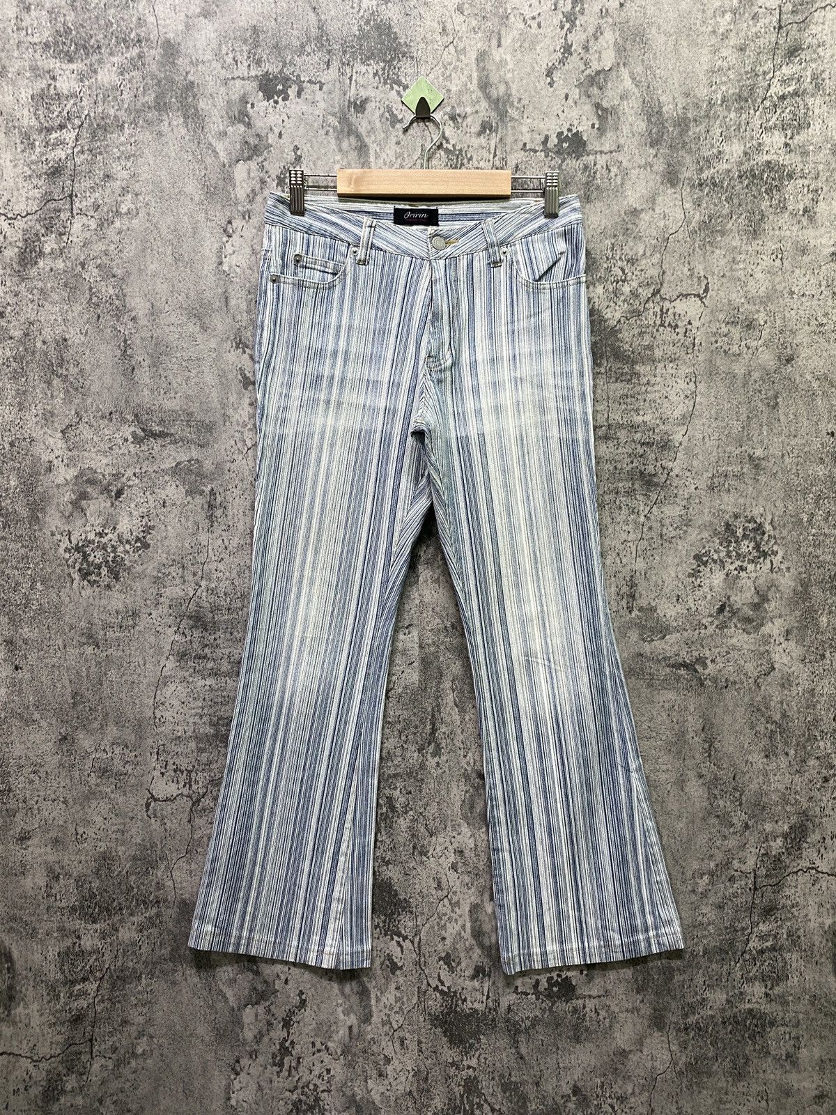 Japanese Brand Japan Made ORIRIN Striped Flared Bootcut Pants Size US 28 / EU 44 - 1 Thumbnail