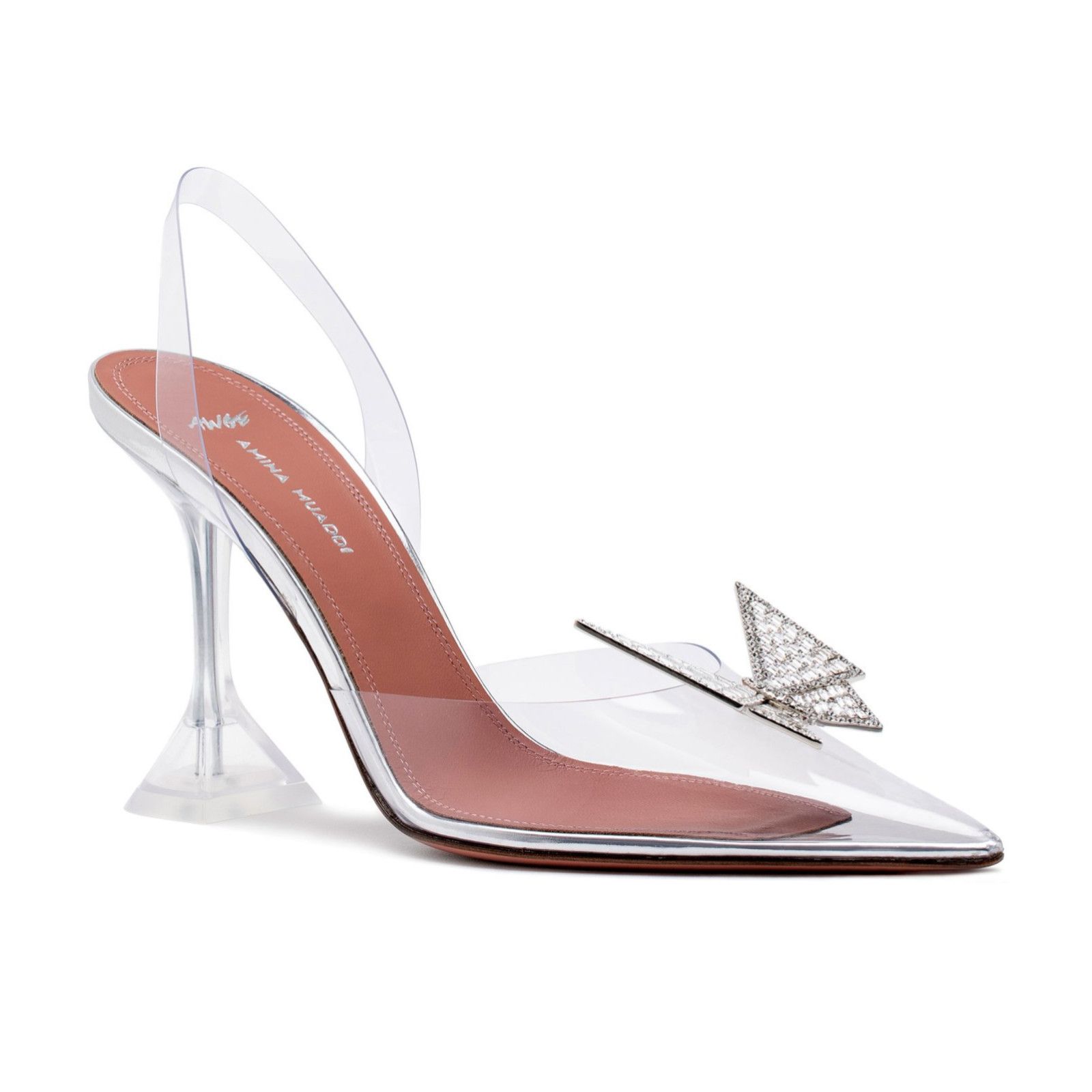 amina muaddi x awge phoenix pvc slingback pedestal pumps