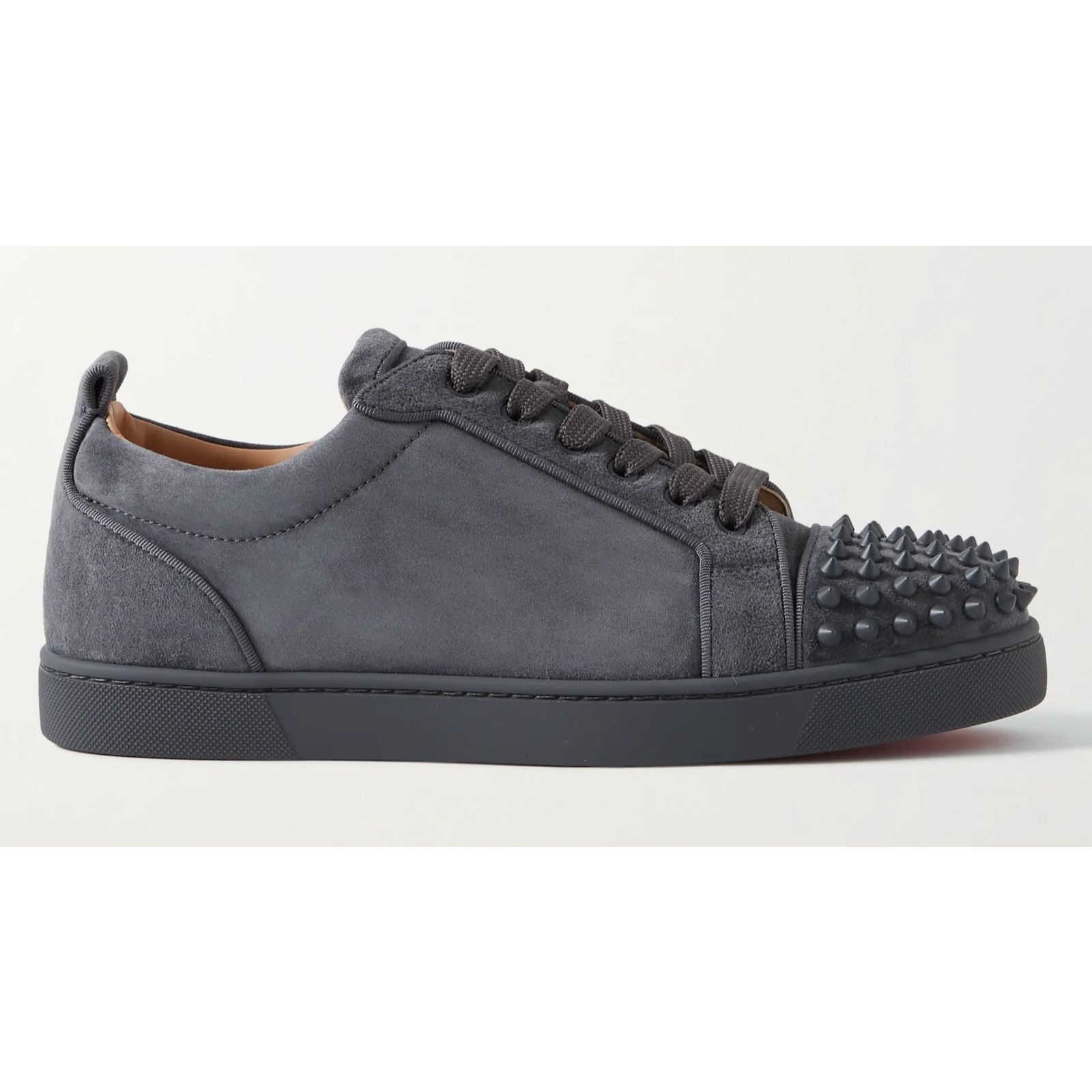 Louis Junior Spikes - Sneakers - Veau velours - Smoky - Christian Louboutin