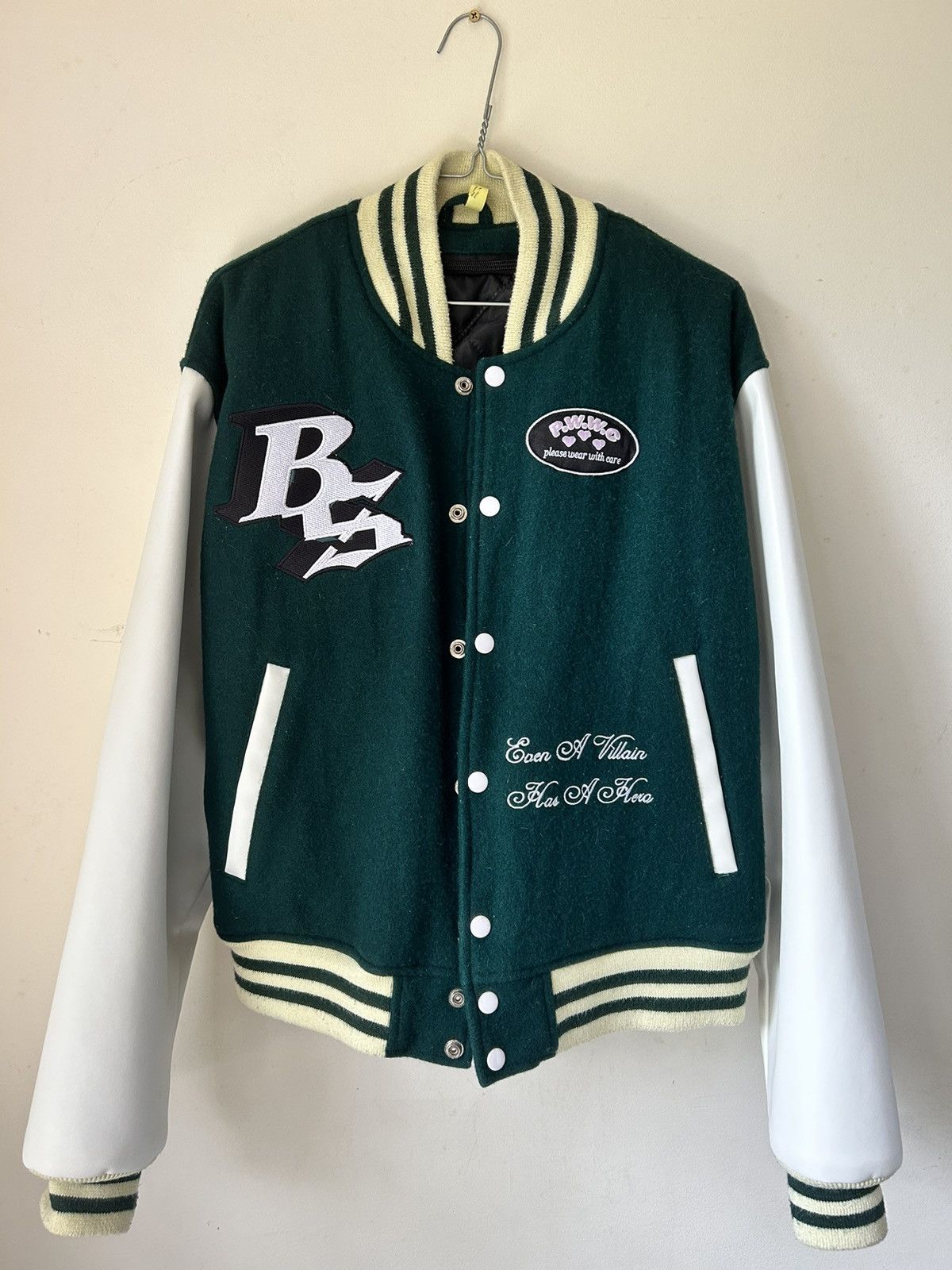 image of Badson Hero Varsity Jacket in Green, Men's (Size Large)