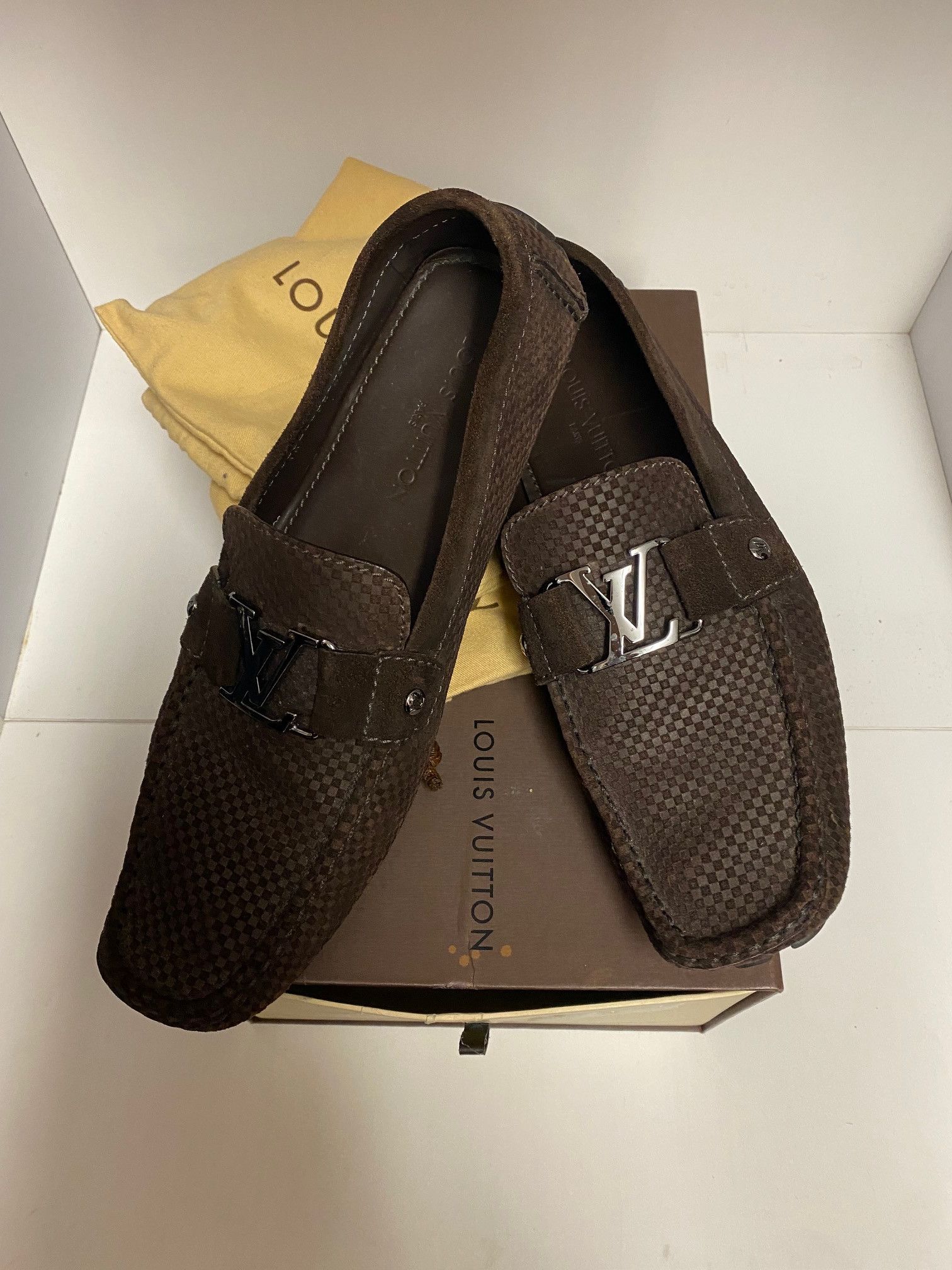 Louis Vuitton Dark Brown Suede Monte Carlo Loafers Size US 10