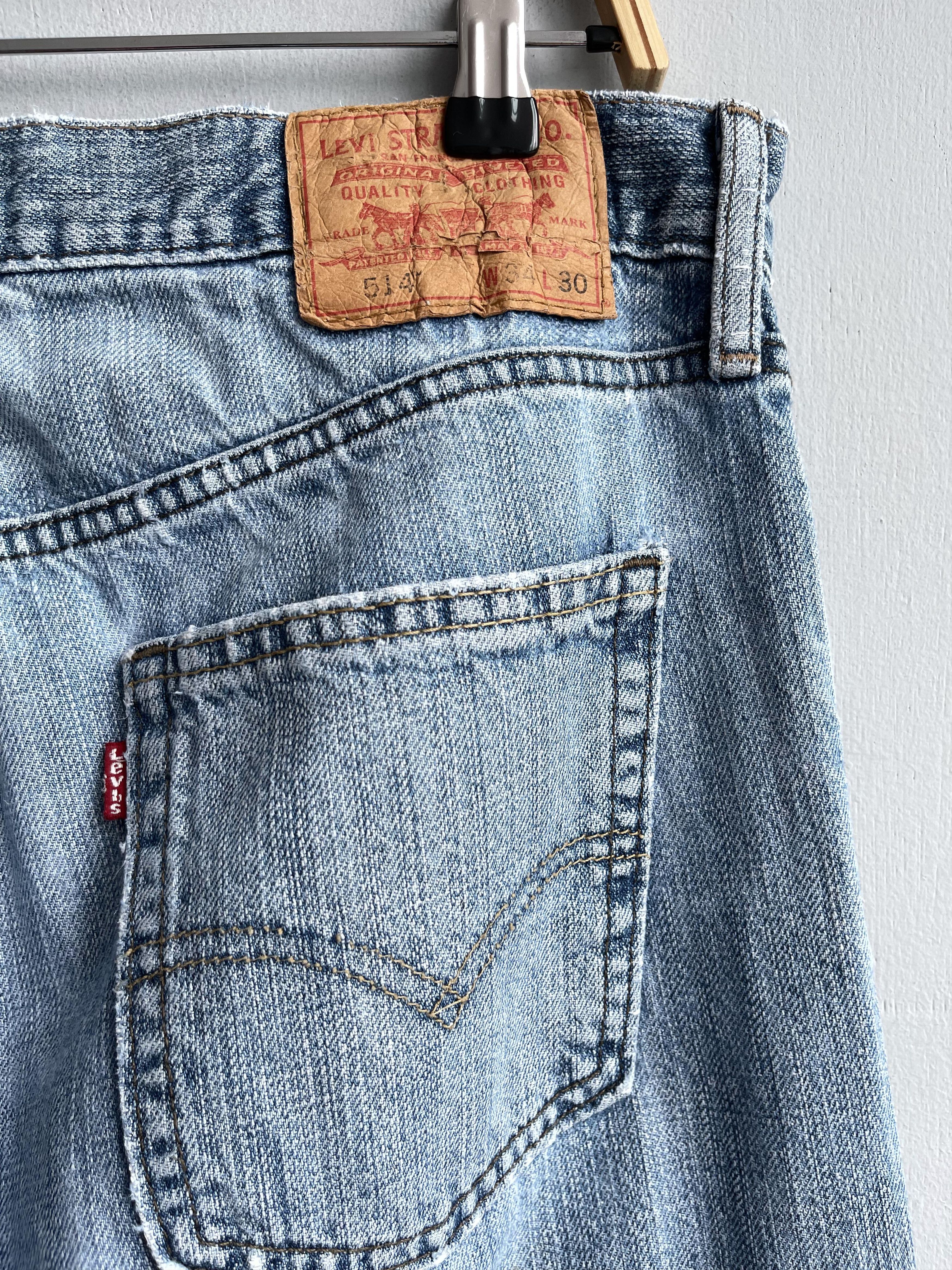 W35 L29 Vintage Levis 514 Distressed Dirty Ripped Jeans