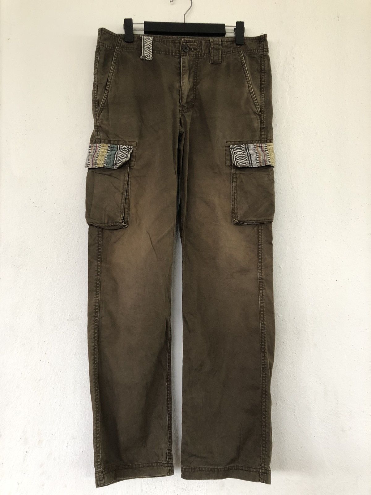 Japanese Brand Vtg Takeo Kikuchi Boro Sashiko Kapital Inspired Cargo Pant Size US 33 - 1 Thumbnail