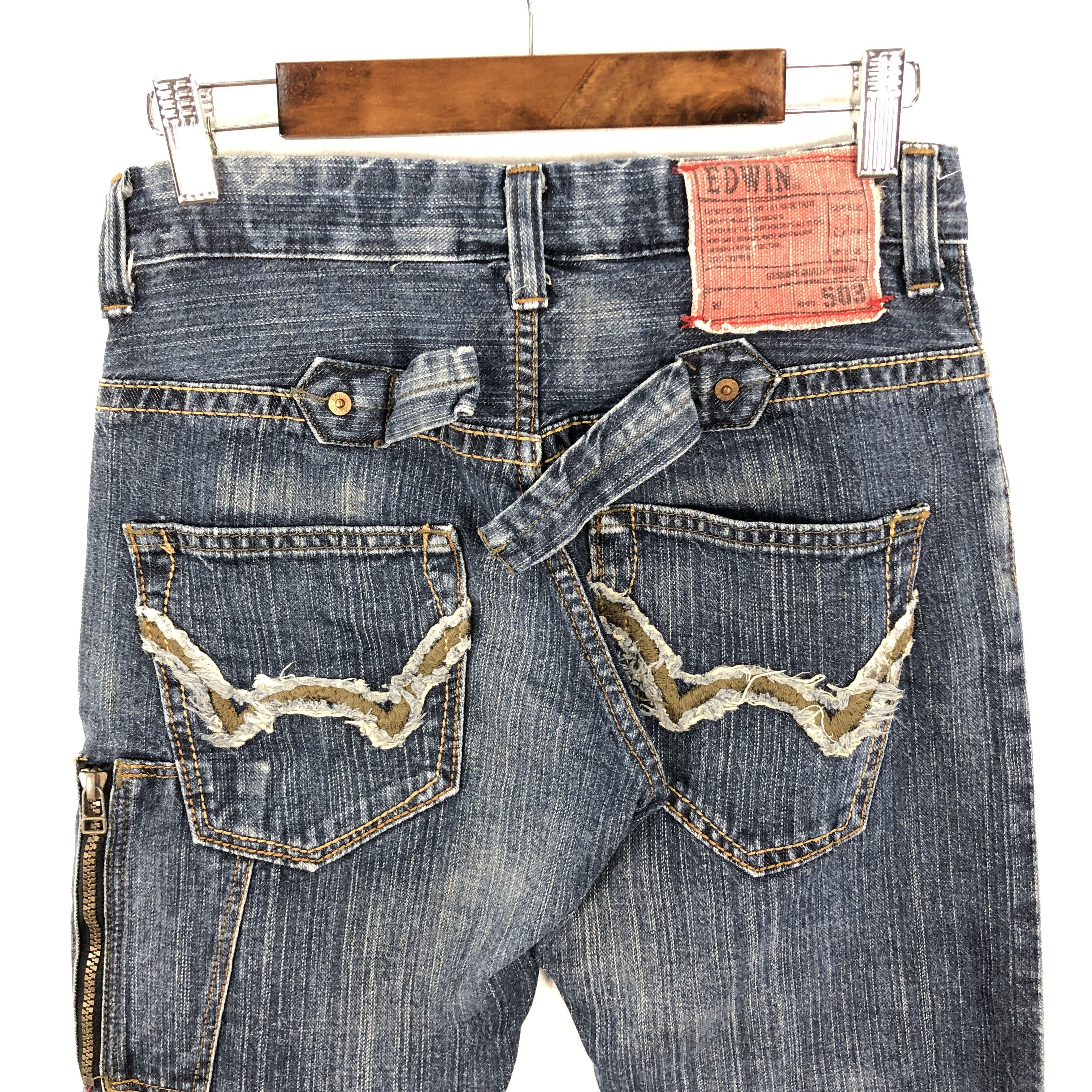 Edwin × Vintage 28 x 29 Vintage Edwin 503 Distress Buckle Jeans L1335 Size US 28 / EU 44 - 4 Thumbnail