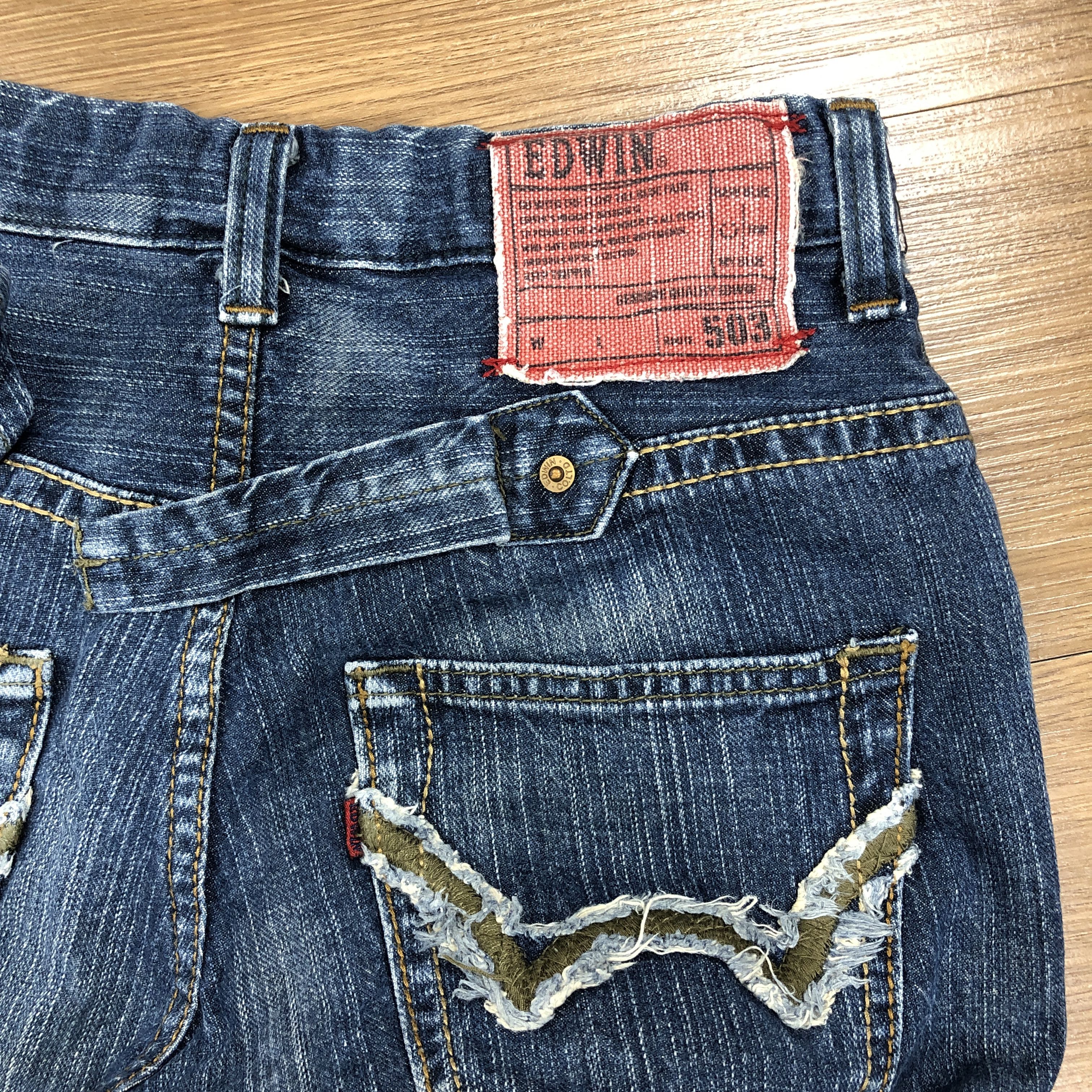 Edwin × Vintage 28 x 29 Vintage Edwin 503 Distress Buckle Jeans L1335 Size US 28 / EU 44 - 5 Thumbnail