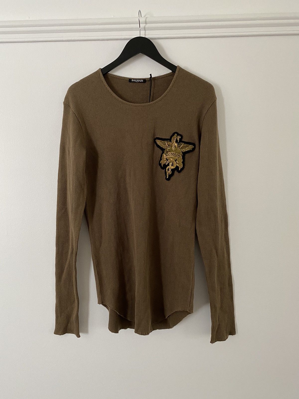 Khaki Balmain Waffle Long Sleeve