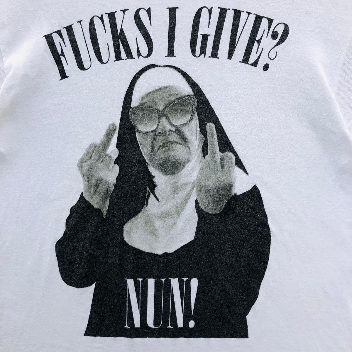 Vintage 🔥Accept Binding Offer🔥 Fucks I Give?Nun! Size US L / EU 52-54 / 3 - 3 Thumbnail