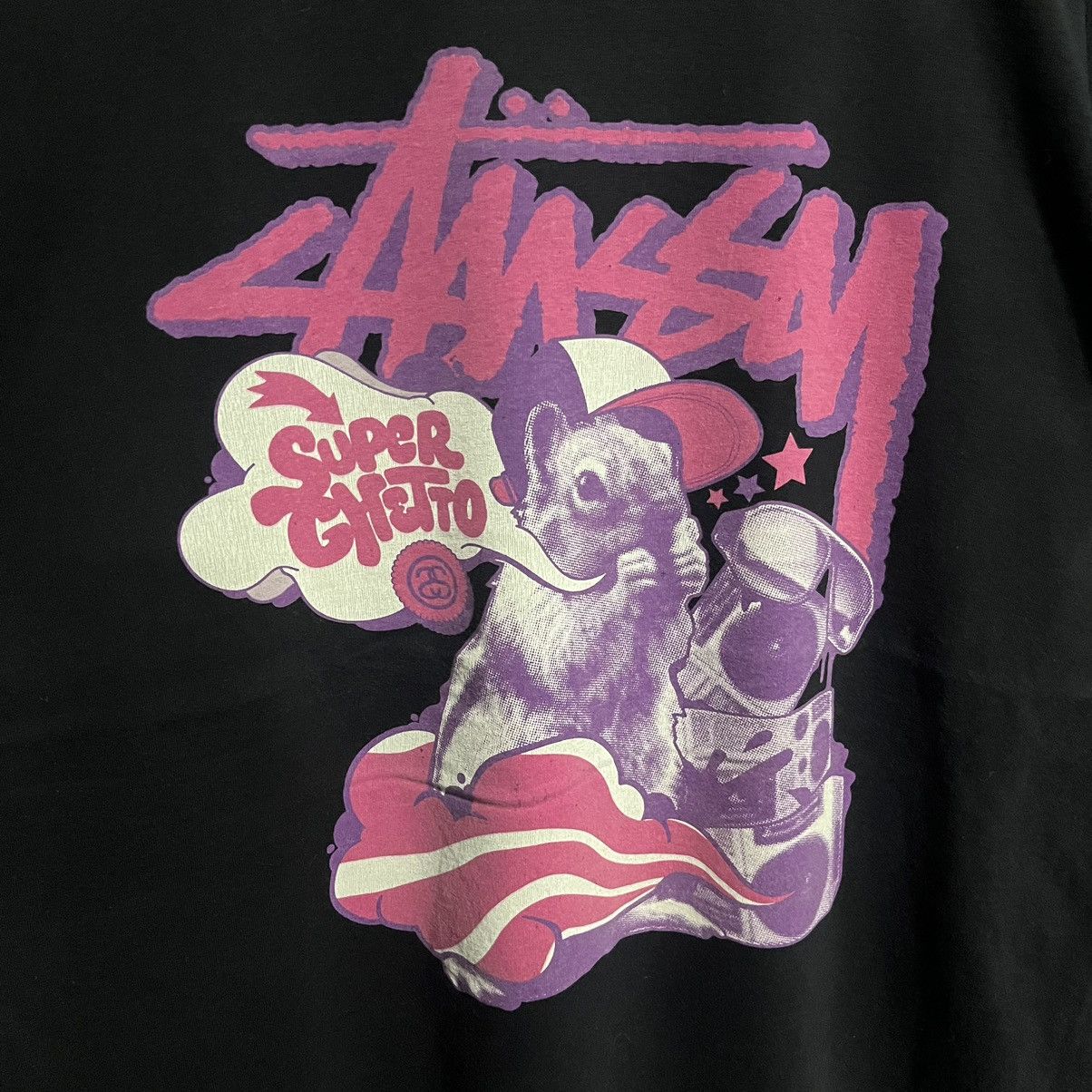 Stussy Vintage Stussy Super Ghetto Squirrel Black T-shirt Size US XL / EU 56 / 4 - 2 Thumbnail