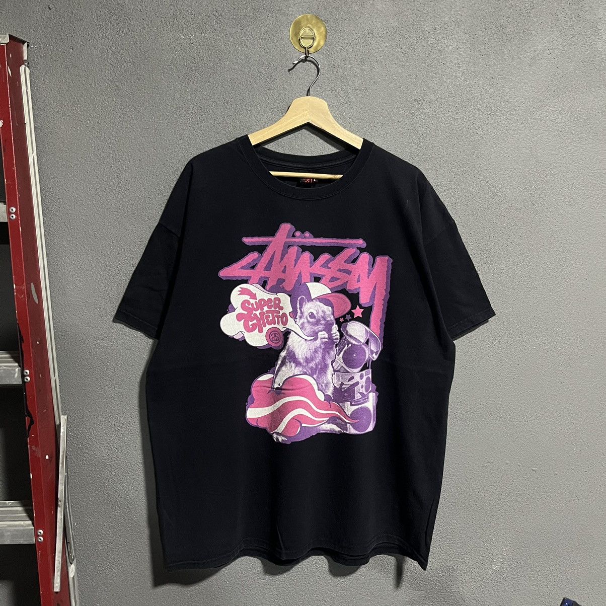 Stussy Vintage Stussy Super Ghetto Squirrel Black T-shirt Size US XL / EU 56 / 4 - 1 Thumbnail