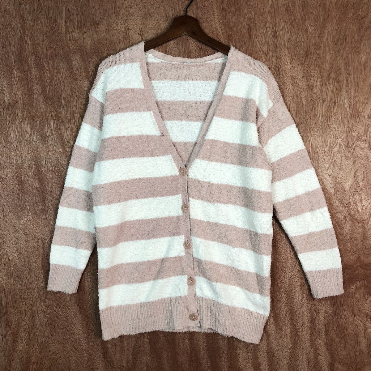 Japanese Brand × OVER THE STRiPES Uniqlo cardigan Striped Mohair fleece Cardigan #c351 Size US S / EU 44-46 / 1 - 1 Thumbnail