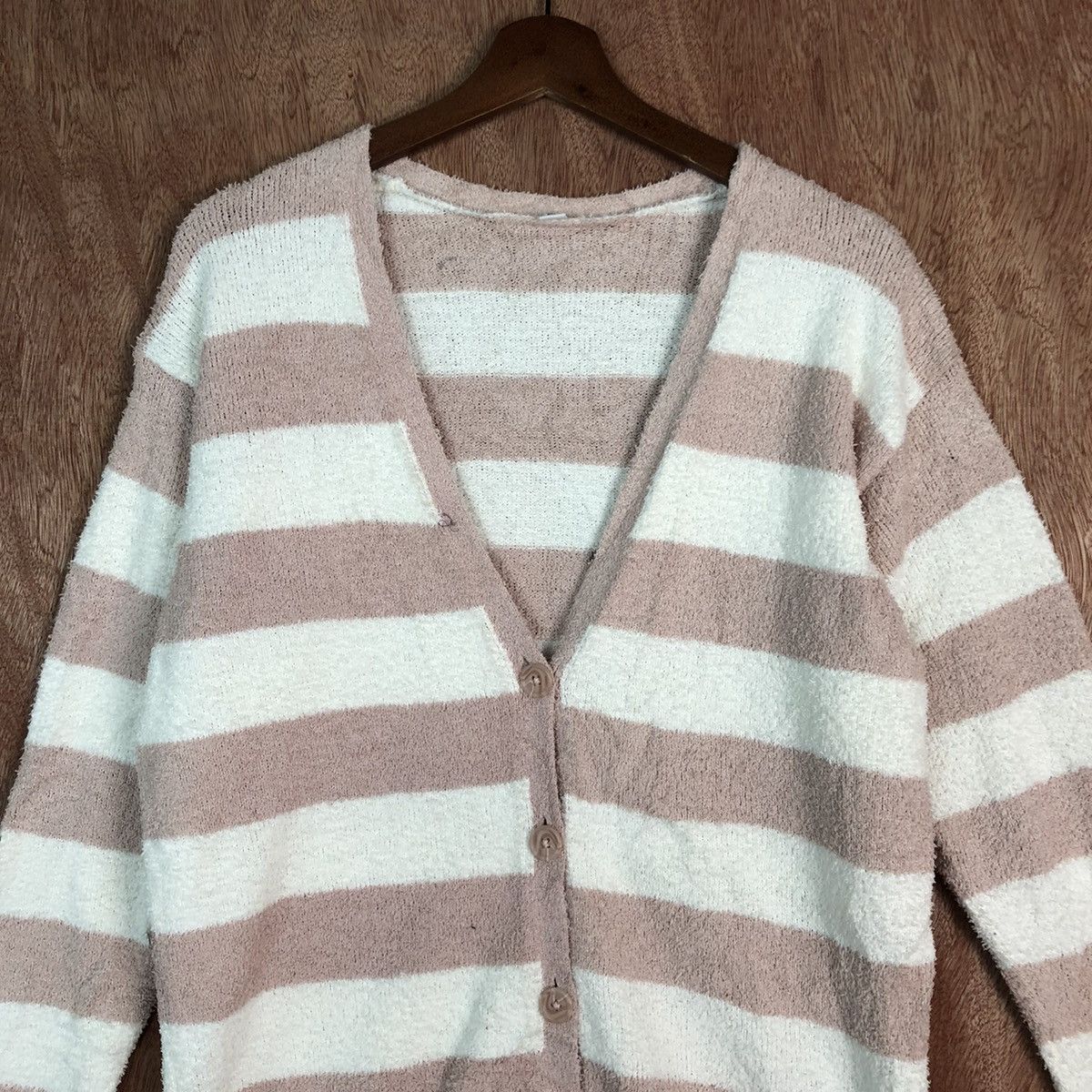 Japanese Brand × OVER THE STRiPES Uniqlo cardigan Striped Mohair fleece Cardigan #c351 Size US S / EU 44-46 / 1 - 2 Thumbnail