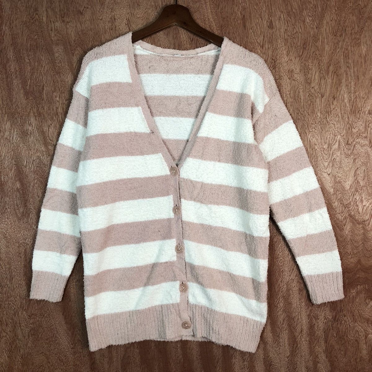 Japanese Brand × OVER THE STRiPES Uniqlo cardigan Striped Mohair fleece Cardigan #c351 Size US S / EU 44-46 / 1 - 3 Thumbnail