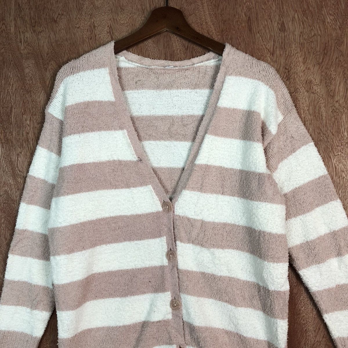 Japanese Brand × OVER THE STRiPES Uniqlo cardigan Striped Mohair fleece Cardigan #c351 Size US S / EU 44-46 / 1 - 7 Thumbnail