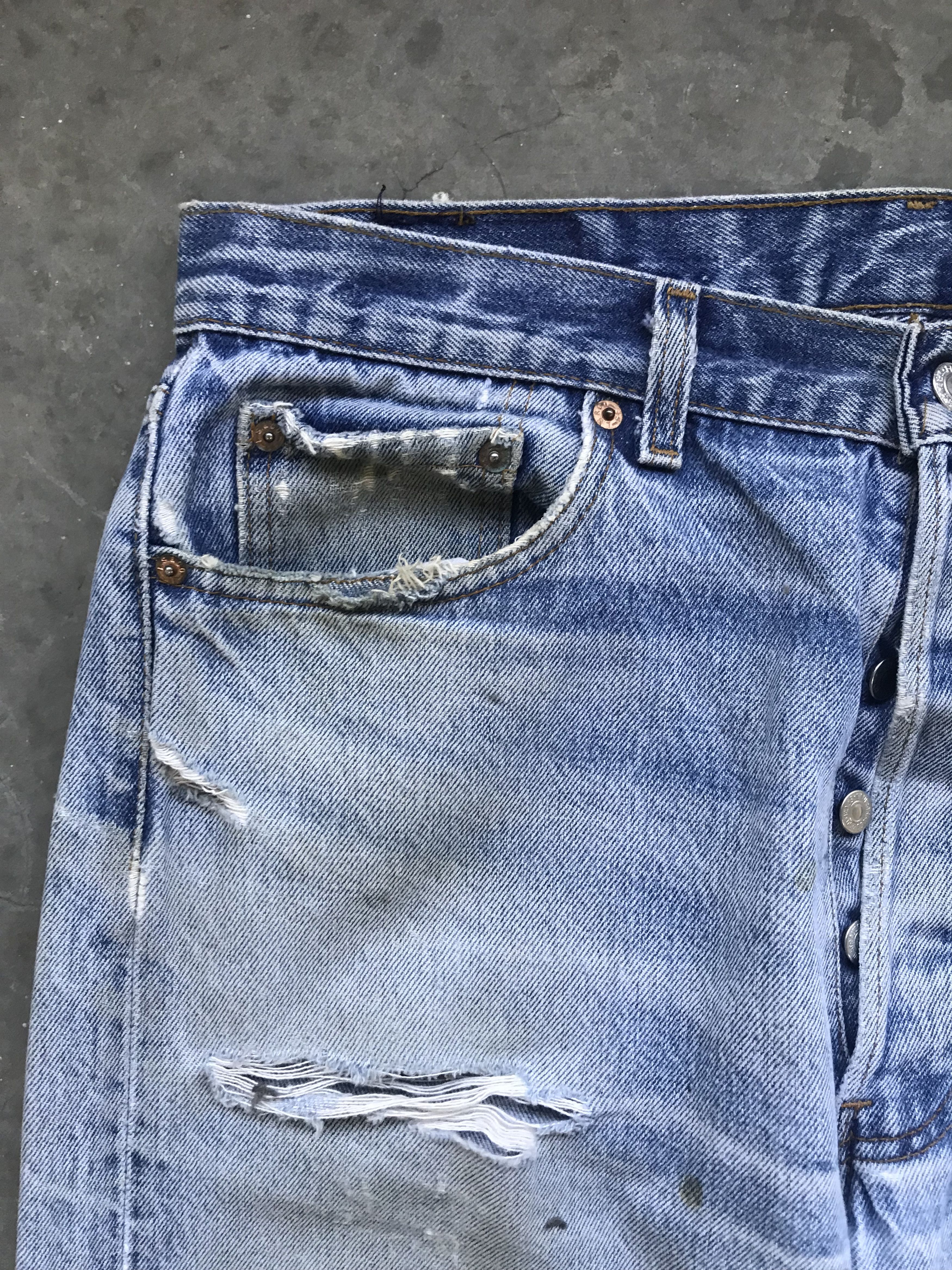 Levi's × Vintage VLEV3 - Vintage 90s Levis 501xx USA Distresed Denim Size US 33 - 7 Thumbnail