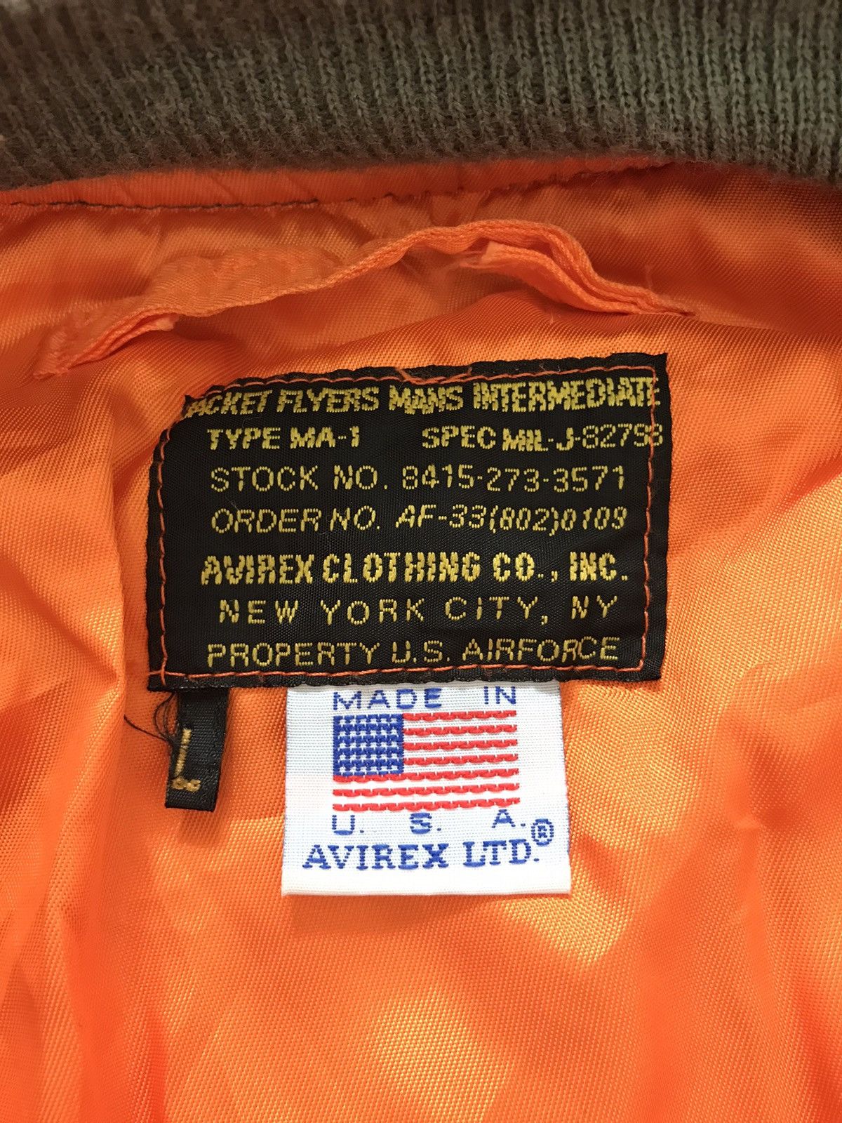 Avirex Vintage Sun Faded Avirex Usaf MA-1 Bomber Jacket Zip Emar Size US L / EU 52-54 / 3 - 10 Thumbnail