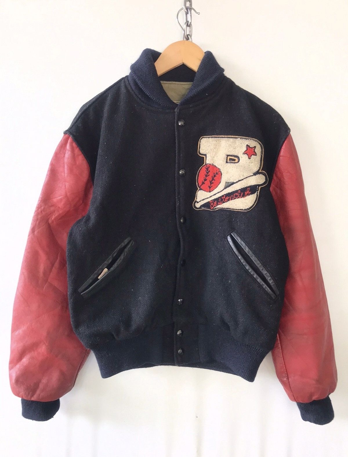 Vintage Vintage 80’ American Baseball Wool Leather Varsity Jacket Size US M / EU 48-50 / 2 - 1 Thumbnail