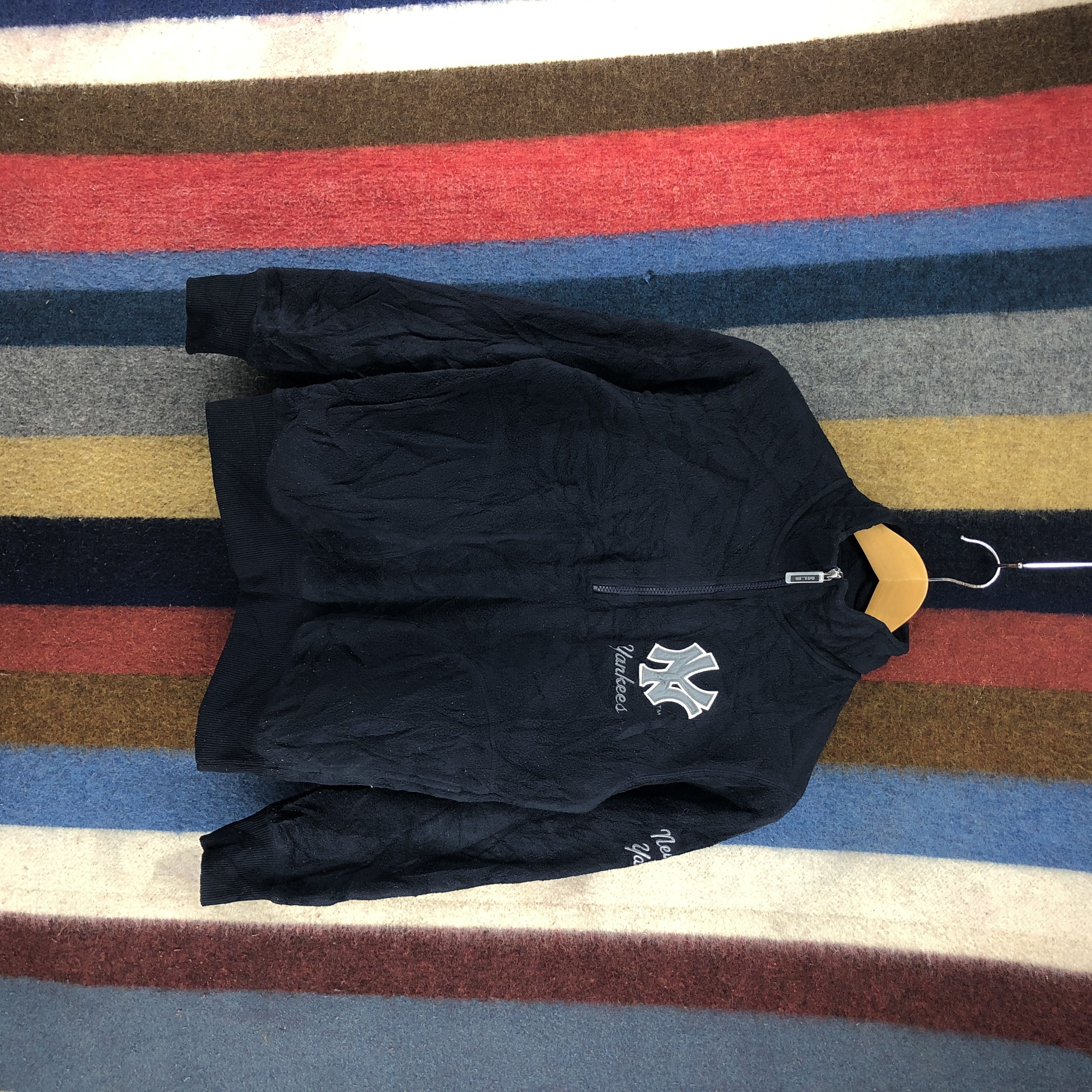 image of Mlb x New York Yankees Y2K Vintage New York Yankees Turtle Neck Fleece 019/a in Navy Blue (Size Sma