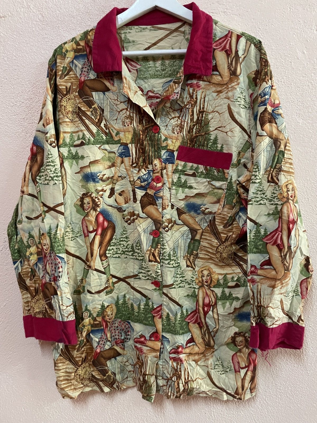 Playboy Vintage All Over printed Aloha paradise Girl Hippies fashion Size US M / EU 48-50 / 2 - 2 Thumbnail