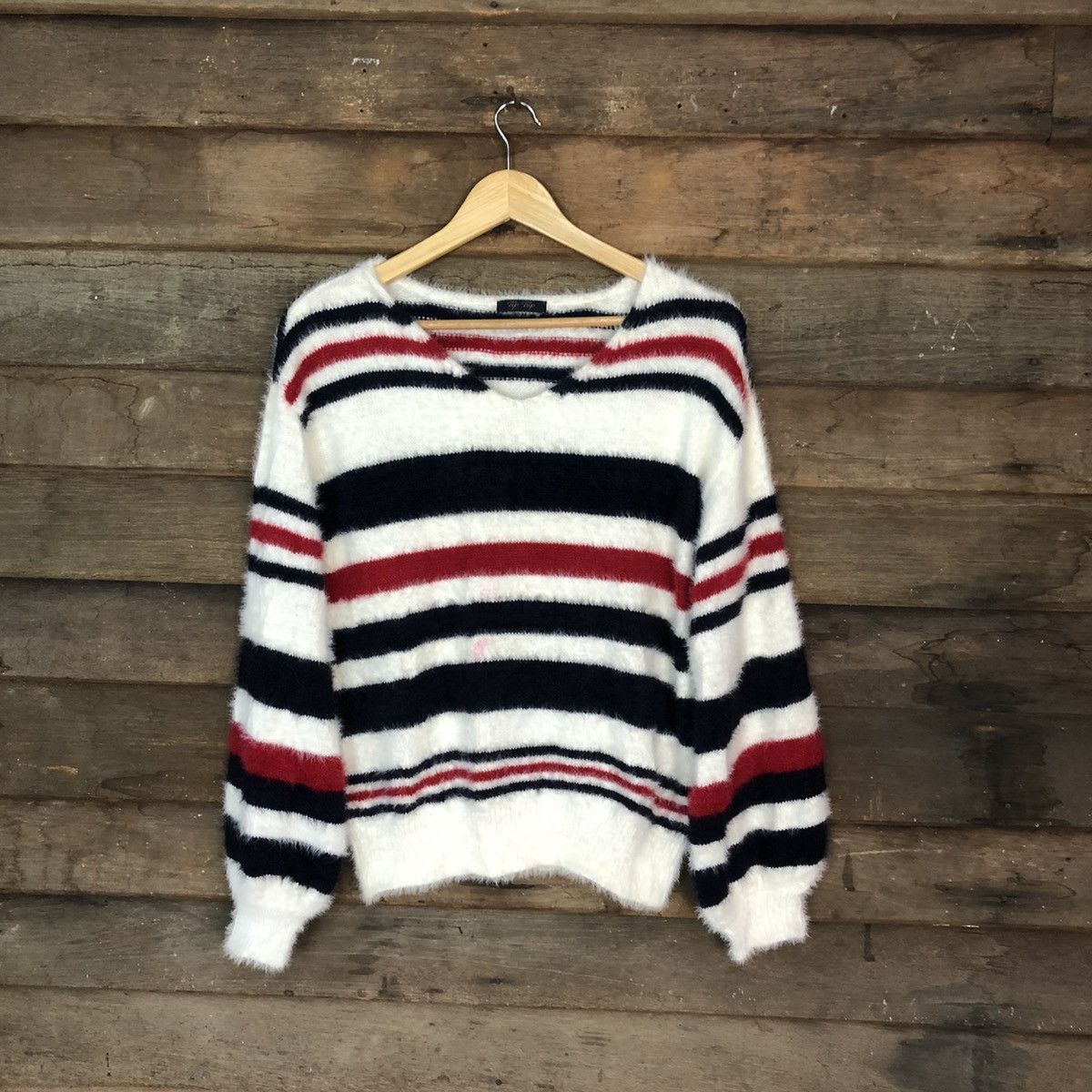 Homespun Knitwear Tip Top Stripe Shag Shaggy Fur Mohair Knitwear #7019 Size US M / EU 48-50 / 2 - 1 Thumbnail