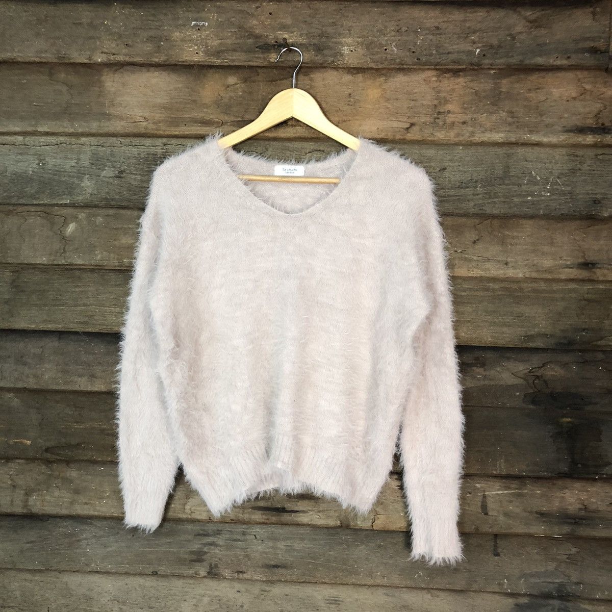 image of Homespun Knitwear x Mink Fur Coat Te Chichi D.pink Shag Shaggy Soft Fur Mohair Knitwear 6971 in Dar