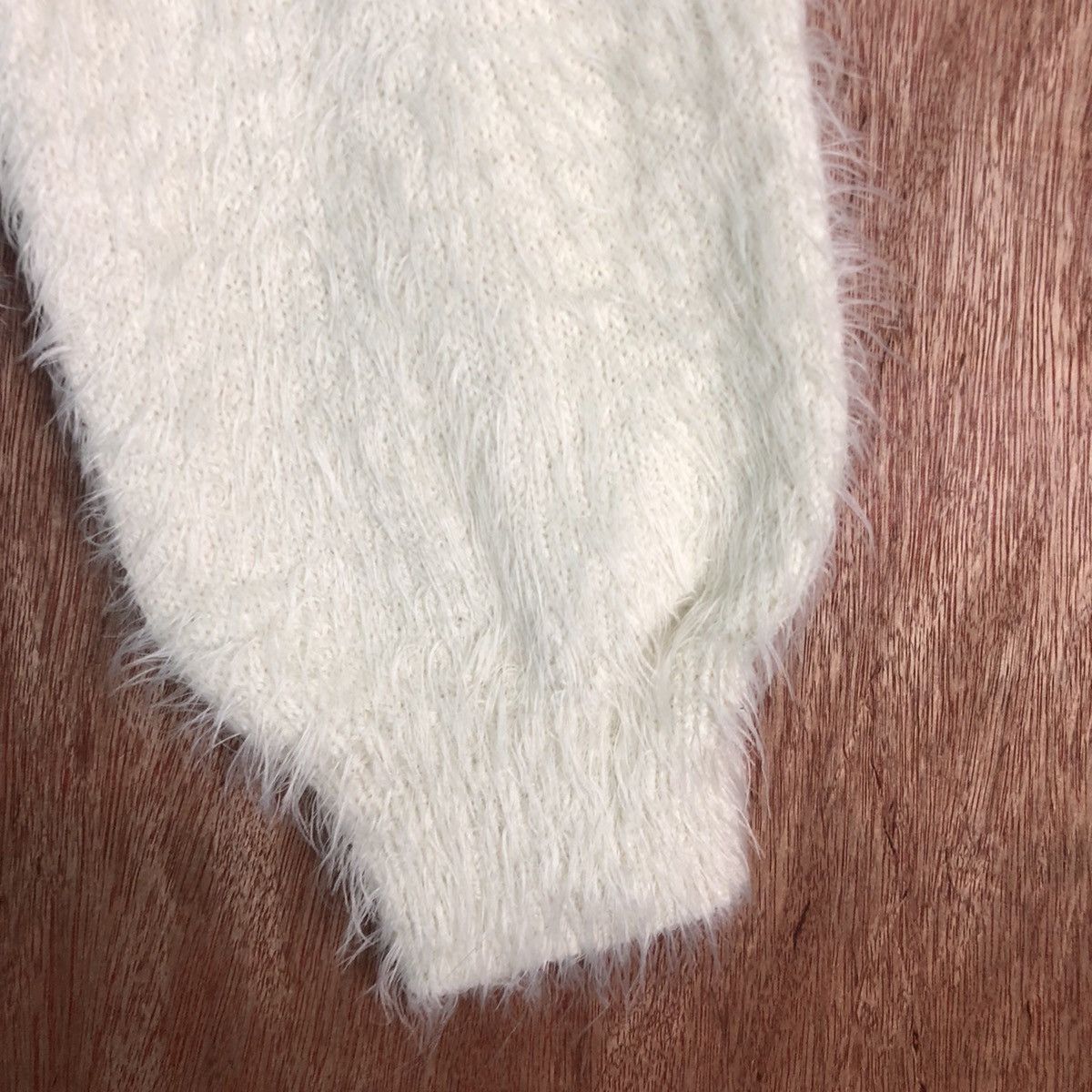 Homespun Knitwear × Japanese Brand DLL Earth Music & Ecology White shaggy Mohair Knitwear #c226 Size US S / EU 44-46 / 1 - 4 Thumbnail