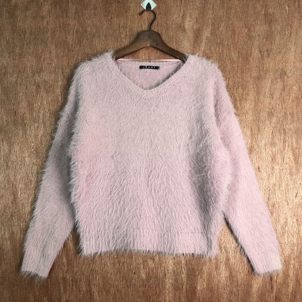 image of Homespun Knitwear Ingni Purple Mohair Shag Shaggy Fur Knitwear C234, Men's (Size Small)