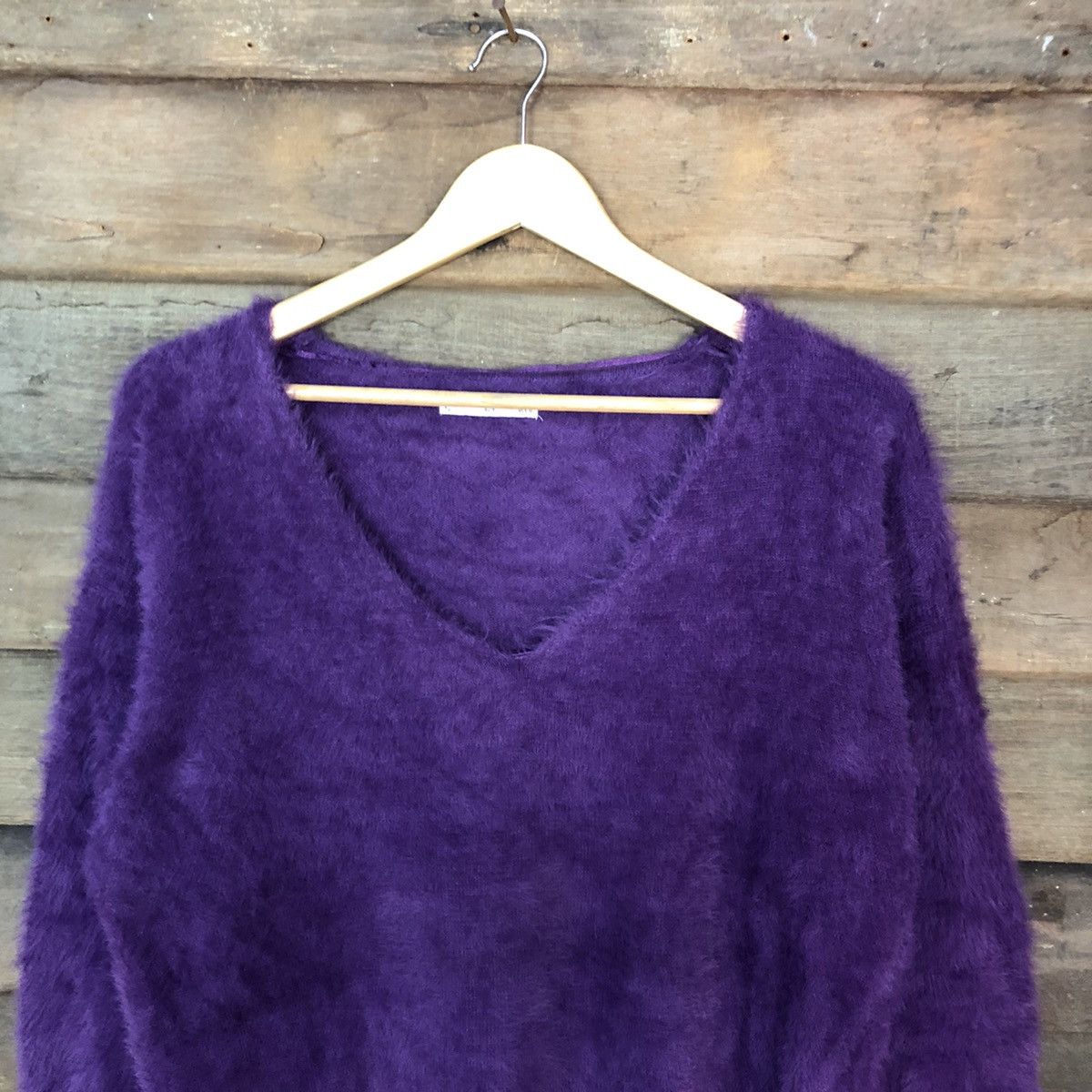Homespun Knitwear × Japanese Brand × Vintage Mango Purple Shag Shaggy Fur Mohair Knitwear #6989 Size S / US 4 / IT 40 - 2 Thumbnail