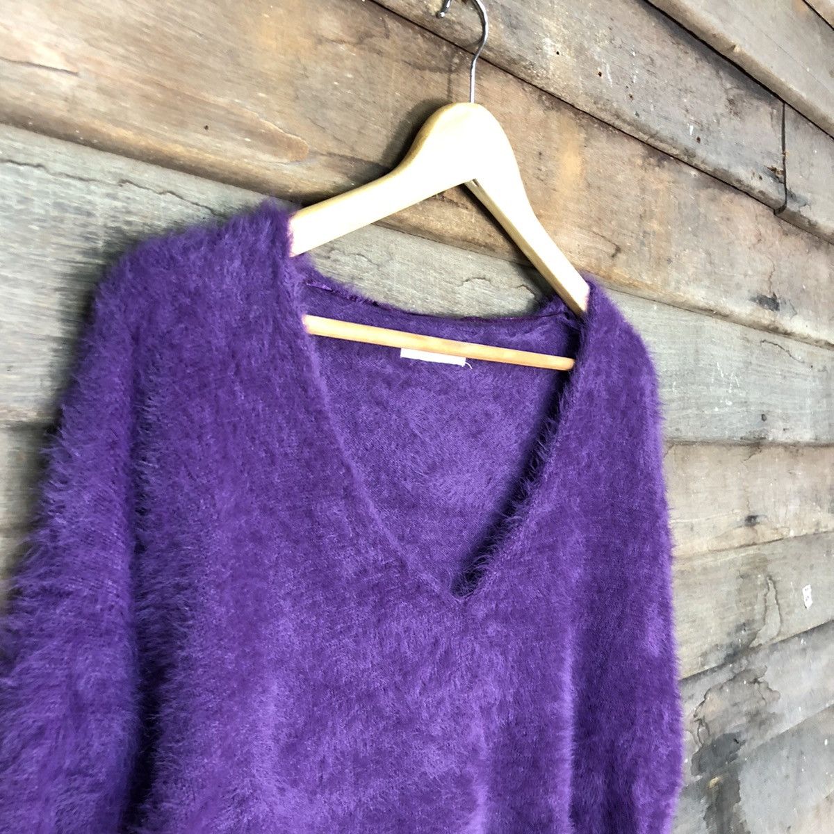 Homespun Knitwear × Japanese Brand × Vintage Mango Purple Shag Shaggy Fur Mohair Knitwear #6989 Size S / US 4 / IT 40 - 6 Thumbnail
