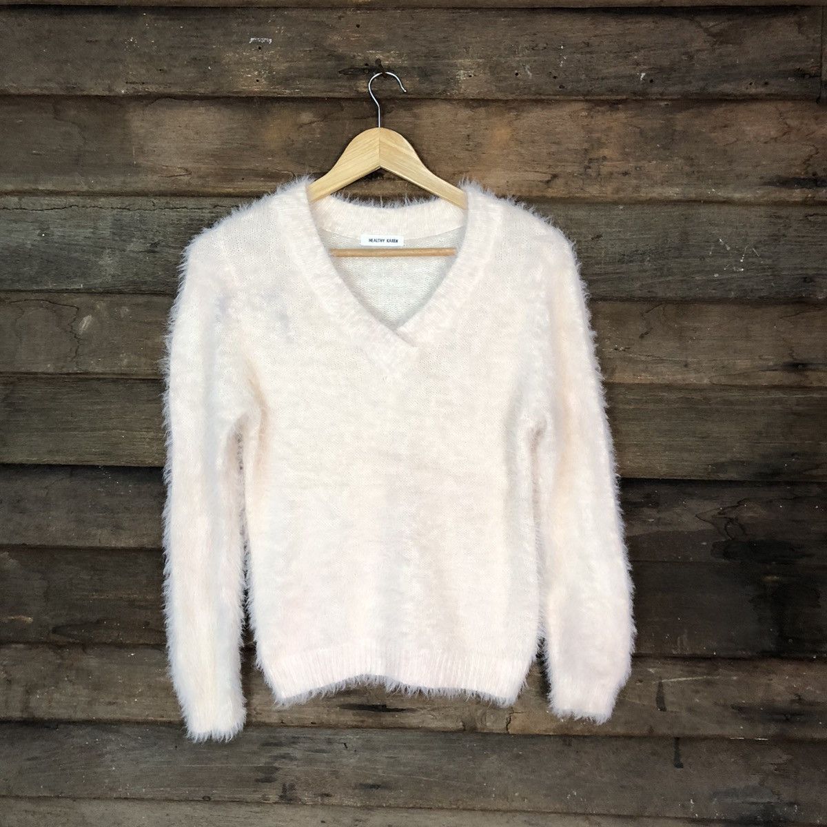 Healthy Karen White Shag Shaggy Fur Mohair Knitwear #7018 Outerwear