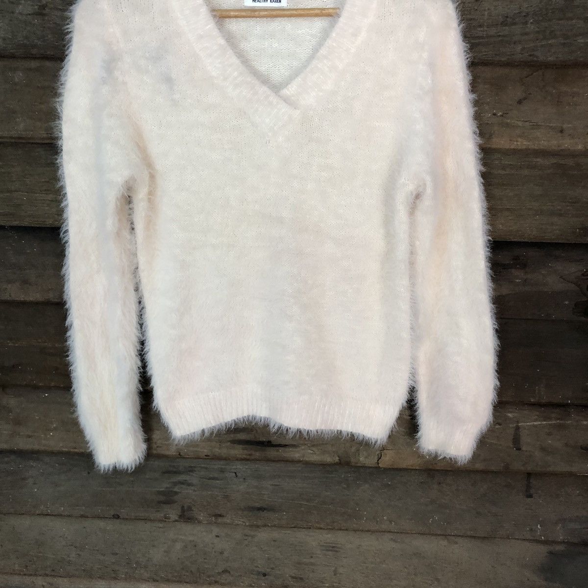 Homespun Knitwear Healthy Karen White Shag Shaggy Fur Mohair Knitwear #7018 Size S / US 4 / IT 40 - 3 Thumbnail