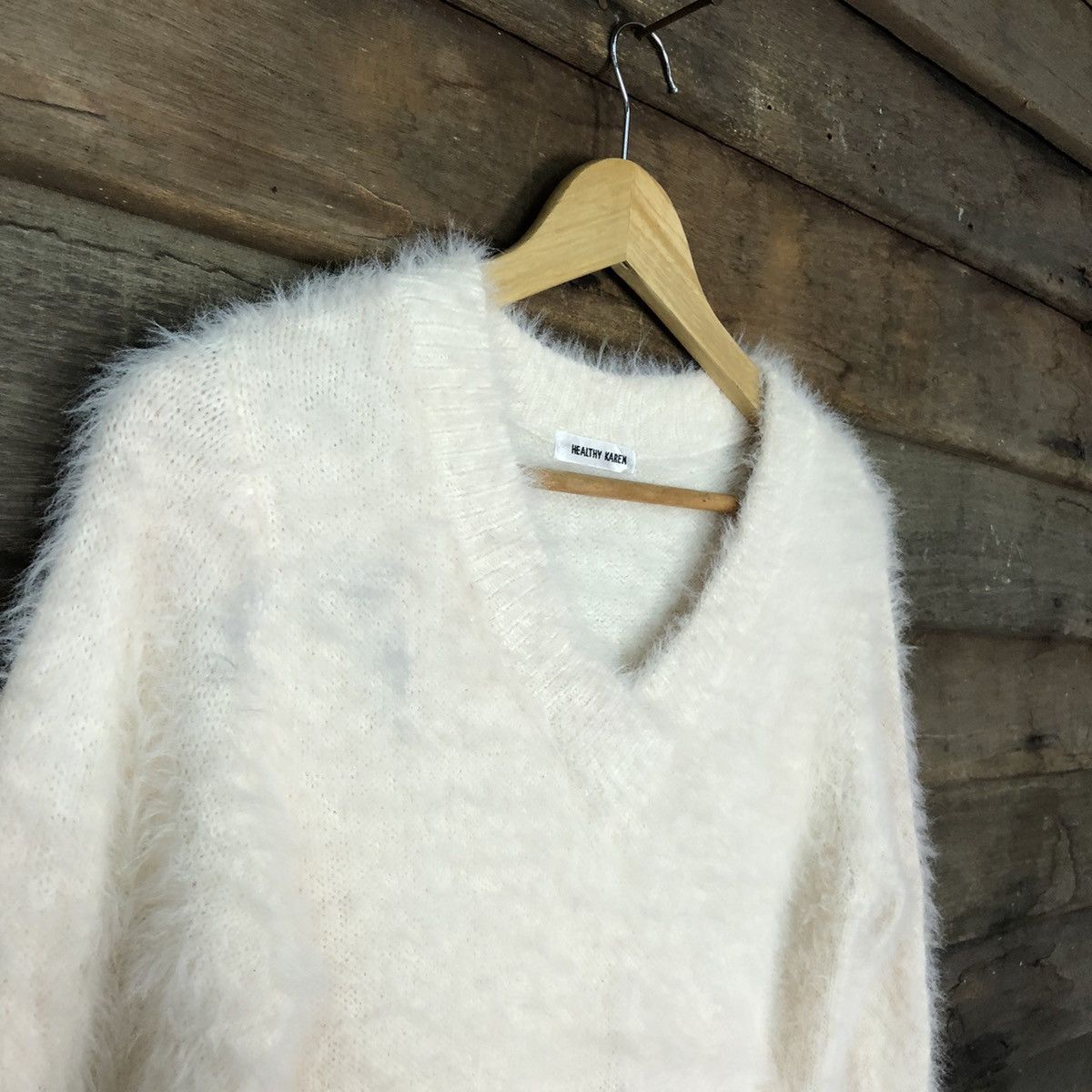 Homespun Knitwear Healthy Karen White Shag Shaggy Fur Mohair Knitwear #7018 Size S / US 4 / IT 40 - 6 Thumbnail