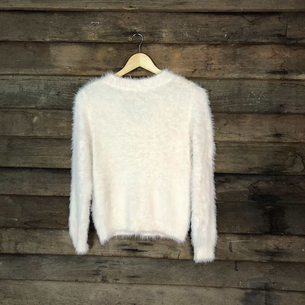 Homespun Knitwear Healthy Karen White Shag Shaggy Fur Mohair Knitwear #7018 Size S / US 4 / IT 40 - 8 Thumbnail