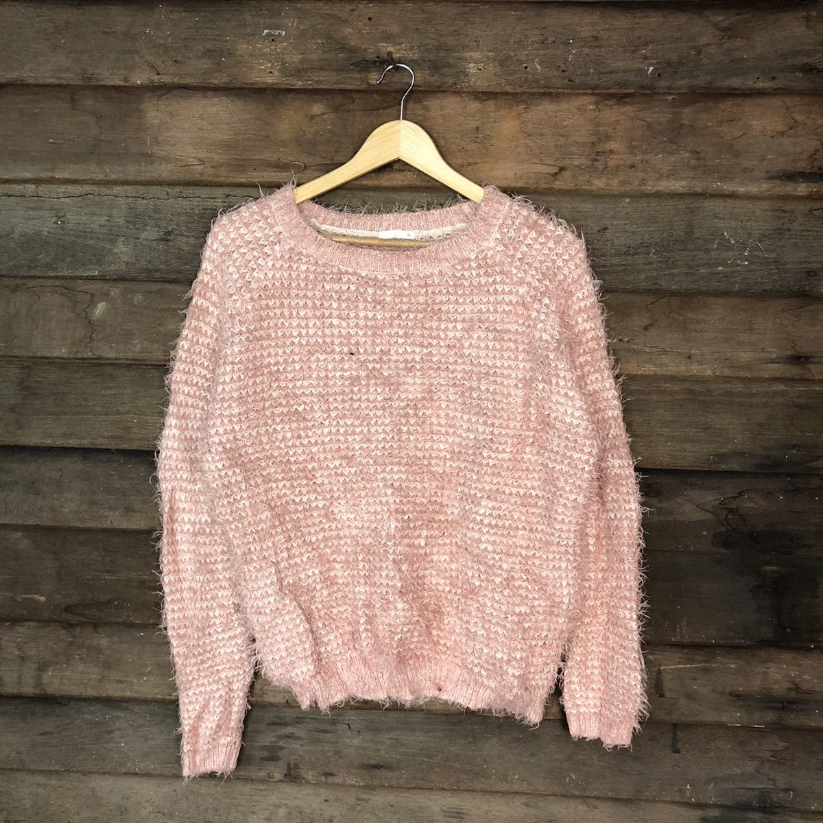 GU Pink Shag Shaggy Fur Mohair Knitwear #6959