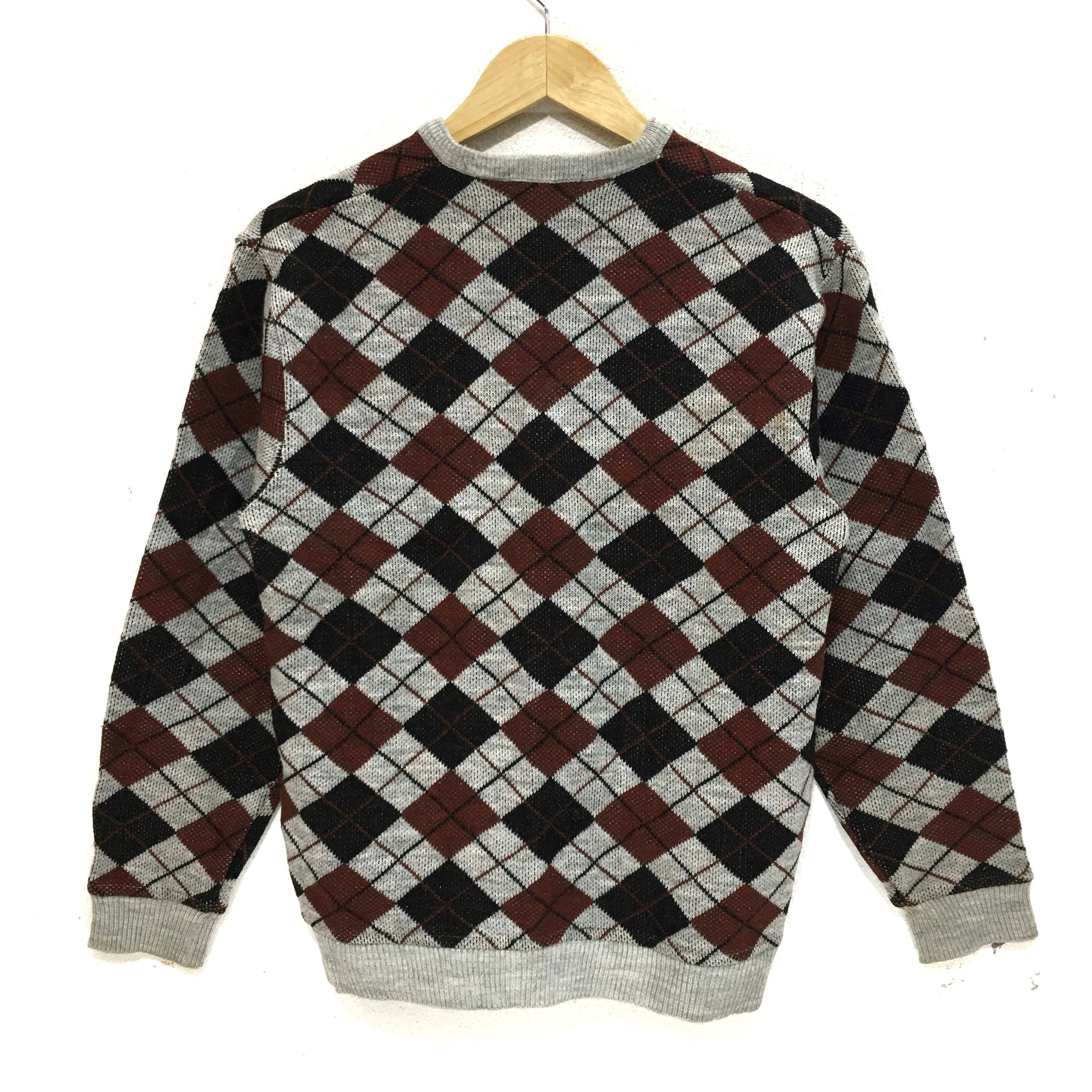 Japanese Brand × Vintage Vtg TASMAN TOKYO Nova Check Plaid Sweatshirt V Neck Sweater Size US M / EU 48-50 / 2 - 5 Thumbnail