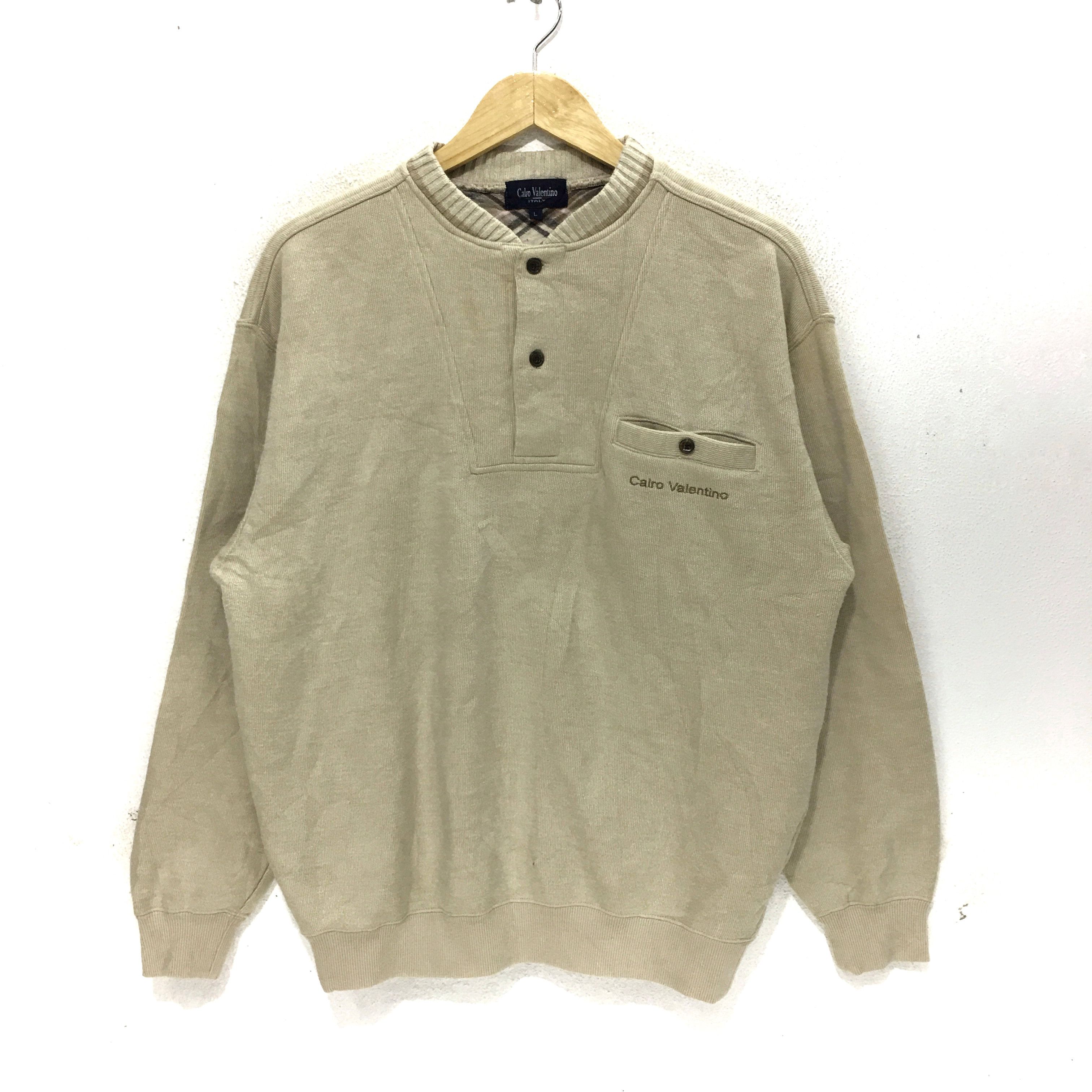 Vintage Vtg CARLO VALENTINO ITALY Henley Shirt Sweatshirt Sweater Size US L / EU 52-54 / 3 - 1 Thumbnail