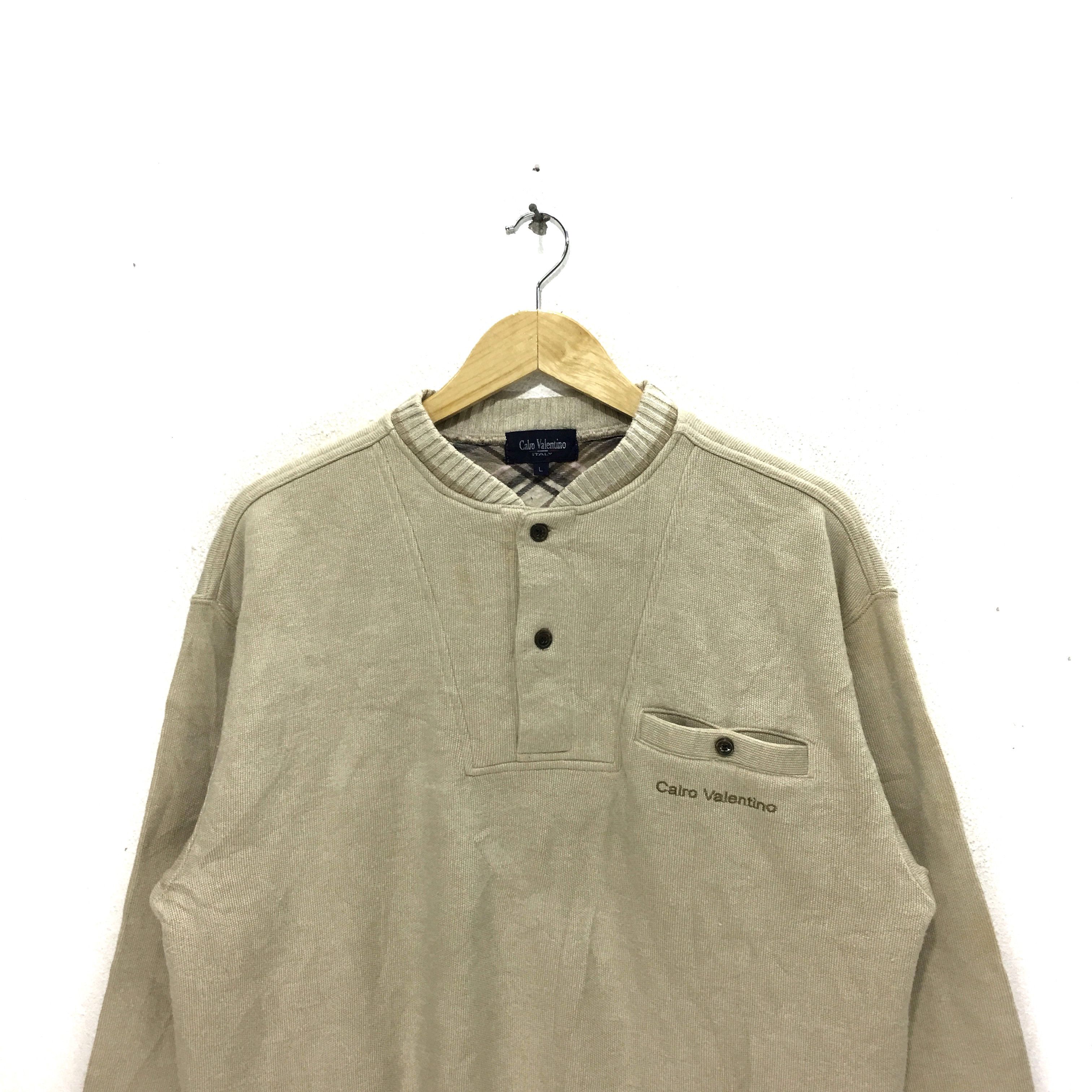 Vintage Vtg CARLO VALENTINO ITALY Henley Shirt Sweatshirt Sweater Size US L / EU 52-54 / 3 - 2 Thumbnail