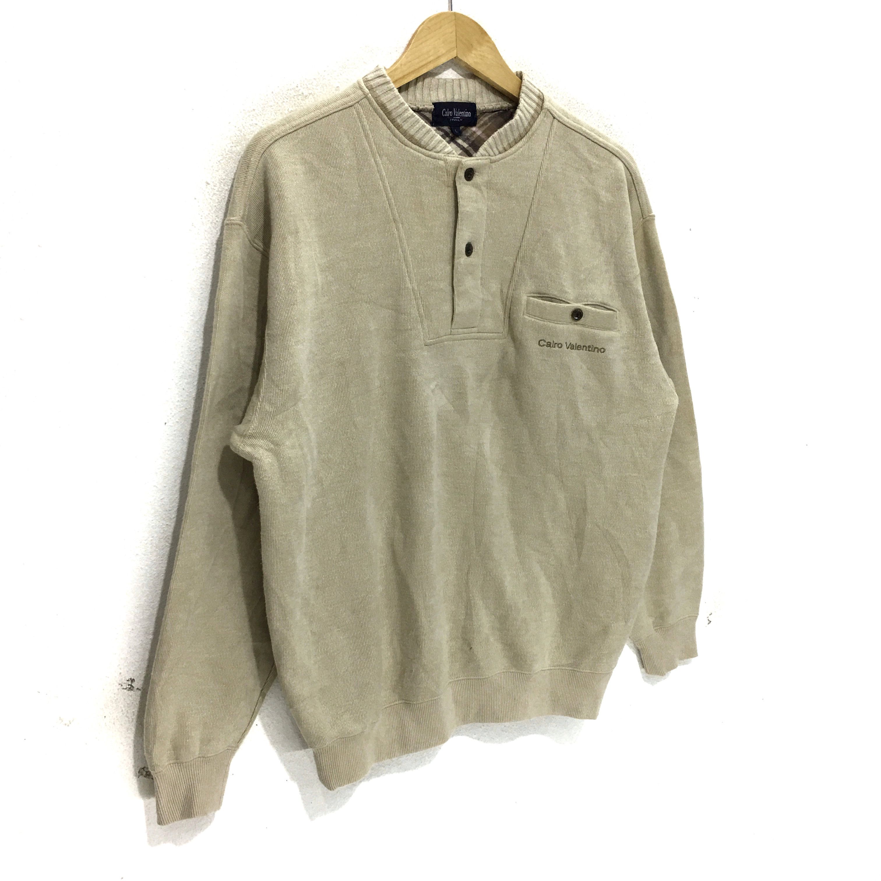 Vintage Vtg CARLO VALENTINO ITALY Henley Shirt Sweatshirt Sweater Size US L / EU 52-54 / 3 - 3 Thumbnail