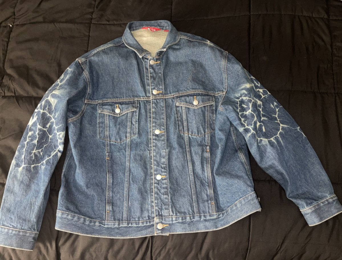 Supreme Shibori Denim Trucker Jacket Rigid Indigo Blue Size XL