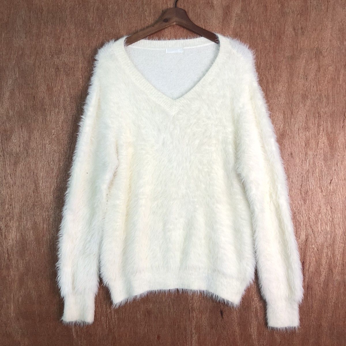 Japanese Brand DLL Dreskip Cream plain MOhair Shag Shaggy Knitwear #c231 Size US L / EU 52-54 / 3 - 1 Thumbnail