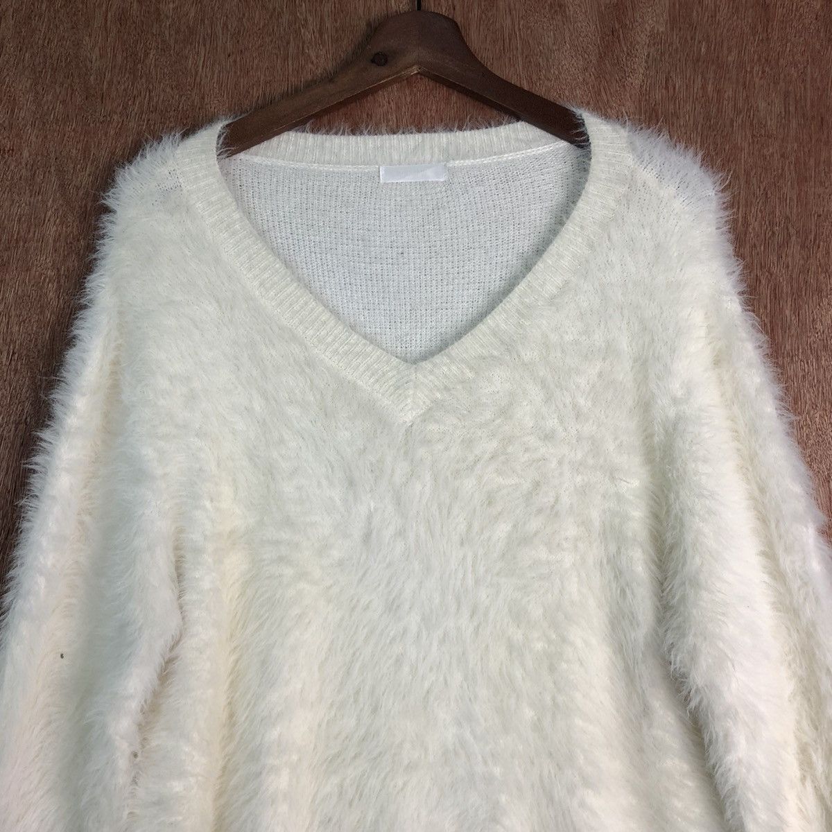 Japanese Brand DLL Dreskip Cream plain MOhair Shag Shaggy Knitwear #c231 Size US L / EU 52-54 / 3 - 2 Thumbnail