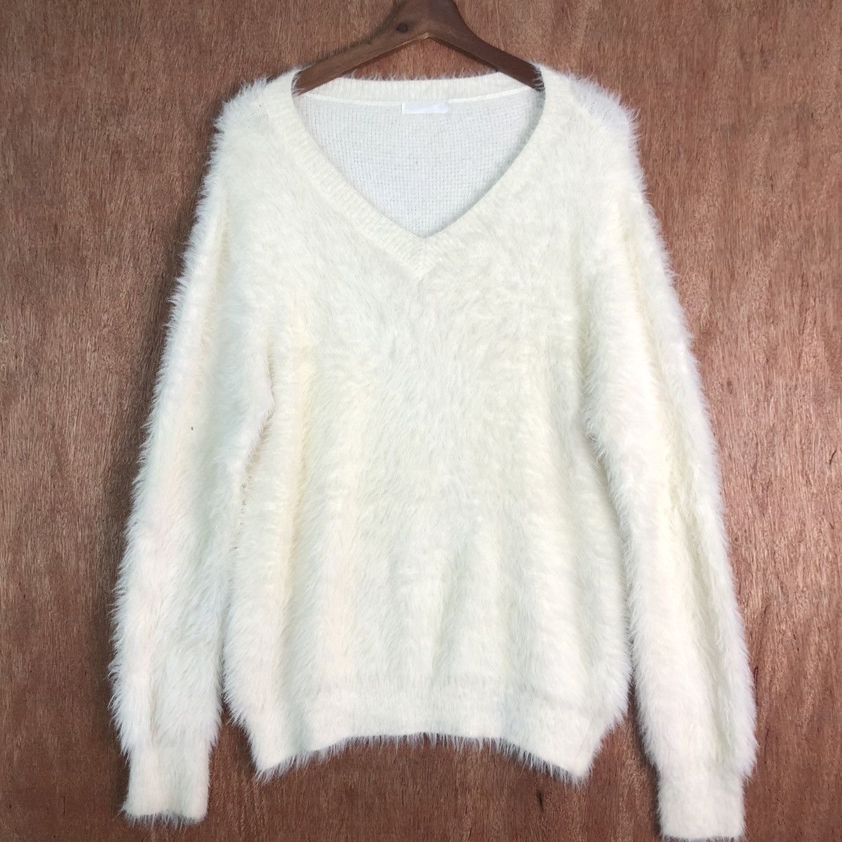 Japanese Brand DLL Dreskip Cream plain MOhair Shag Shaggy Knitwear #c231 Size US L / EU 52-54 / 3 - 3 Thumbnail