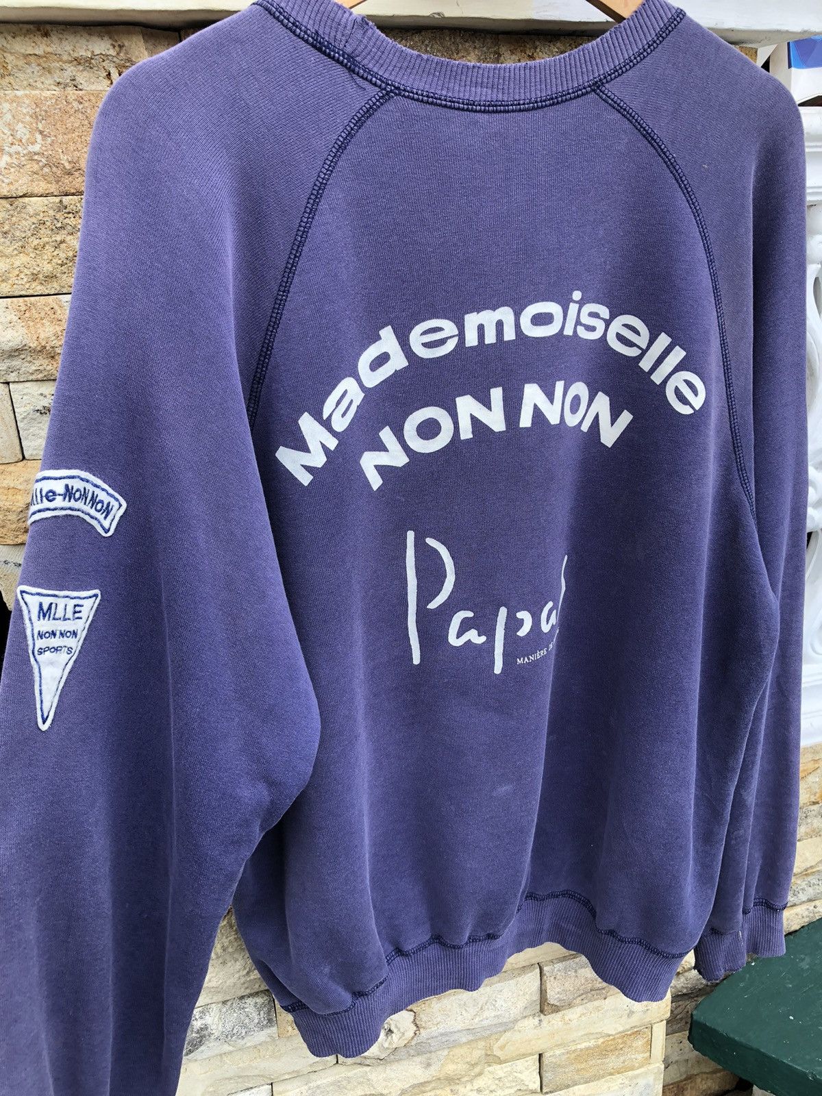 Issey Miyake SUN FADED🔥Vtg Mademoiselle Non Non Papas Sweatshirt Size US XL / EU 56 / 4 - 2 Thumbnail