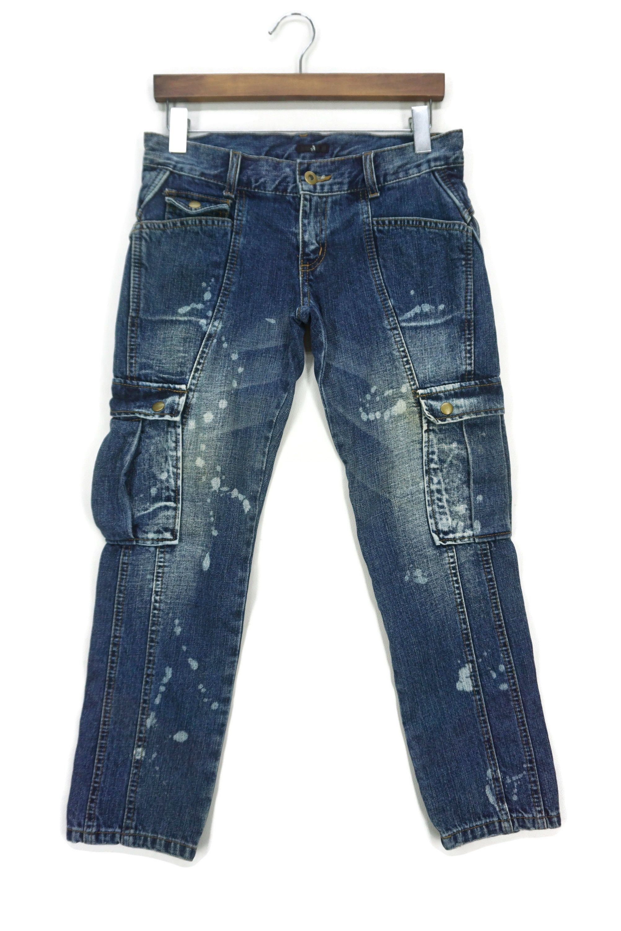 image of Surplus Air Company Tactical Cargo Tapered Ankle Cropped Jeans in Blue, Women's (Size 27)