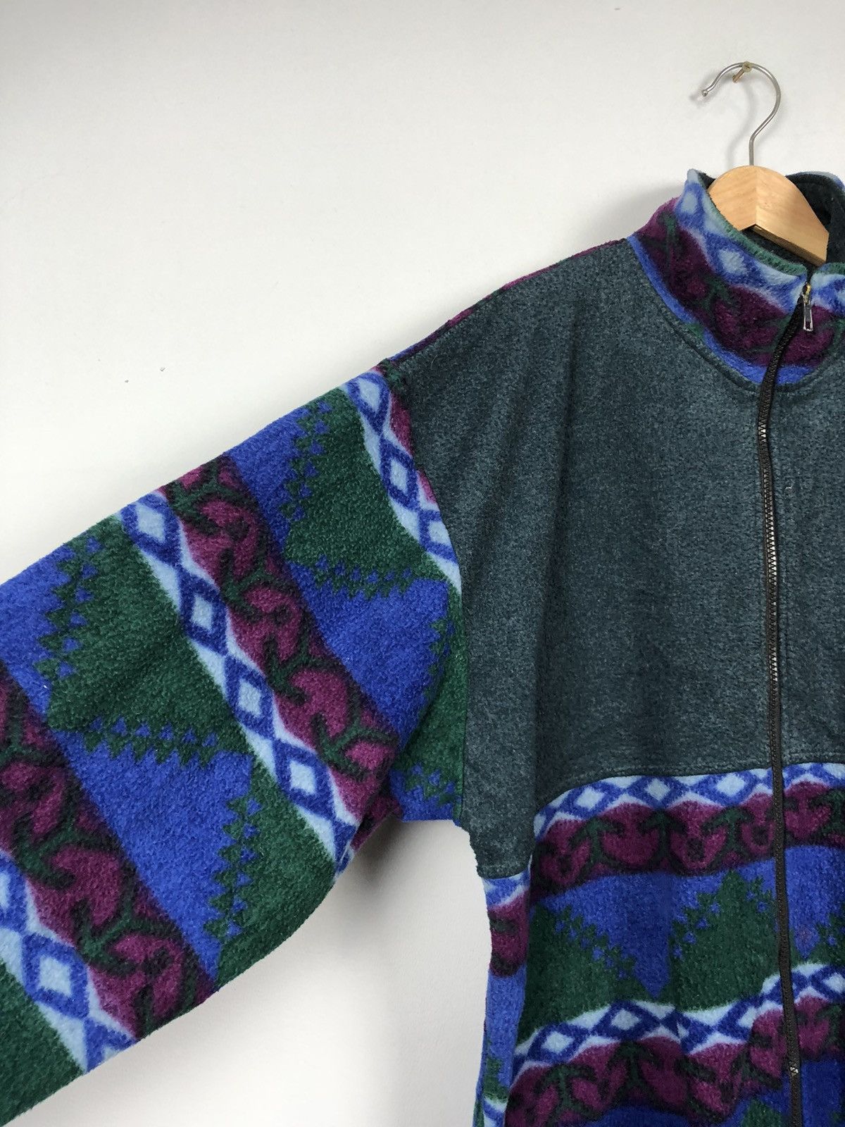 Vintage Crazy Design 💥Vintage 90s Neil Pride Abstract Navajo Fleece Size US L / EU 52-54 / 3 - 3 Thumbnail